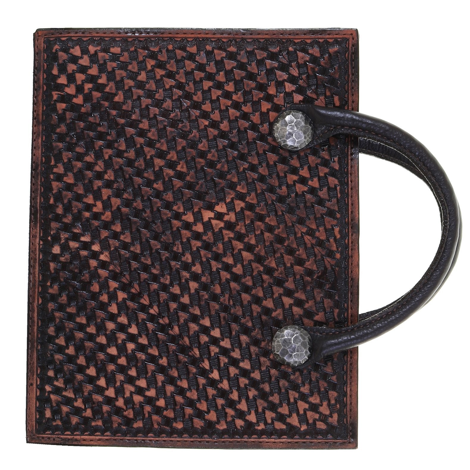 PORT49AH - Brown Vintage Arrow Basket Weave Portfolio w/Handles - Double J Saddlery