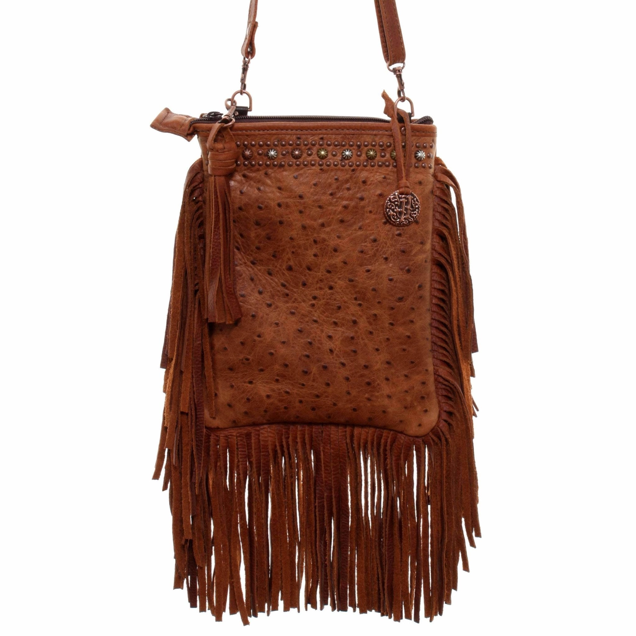 PP41 - Vintage Cognac Ostrich Pouch Purse - Double J Saddlery