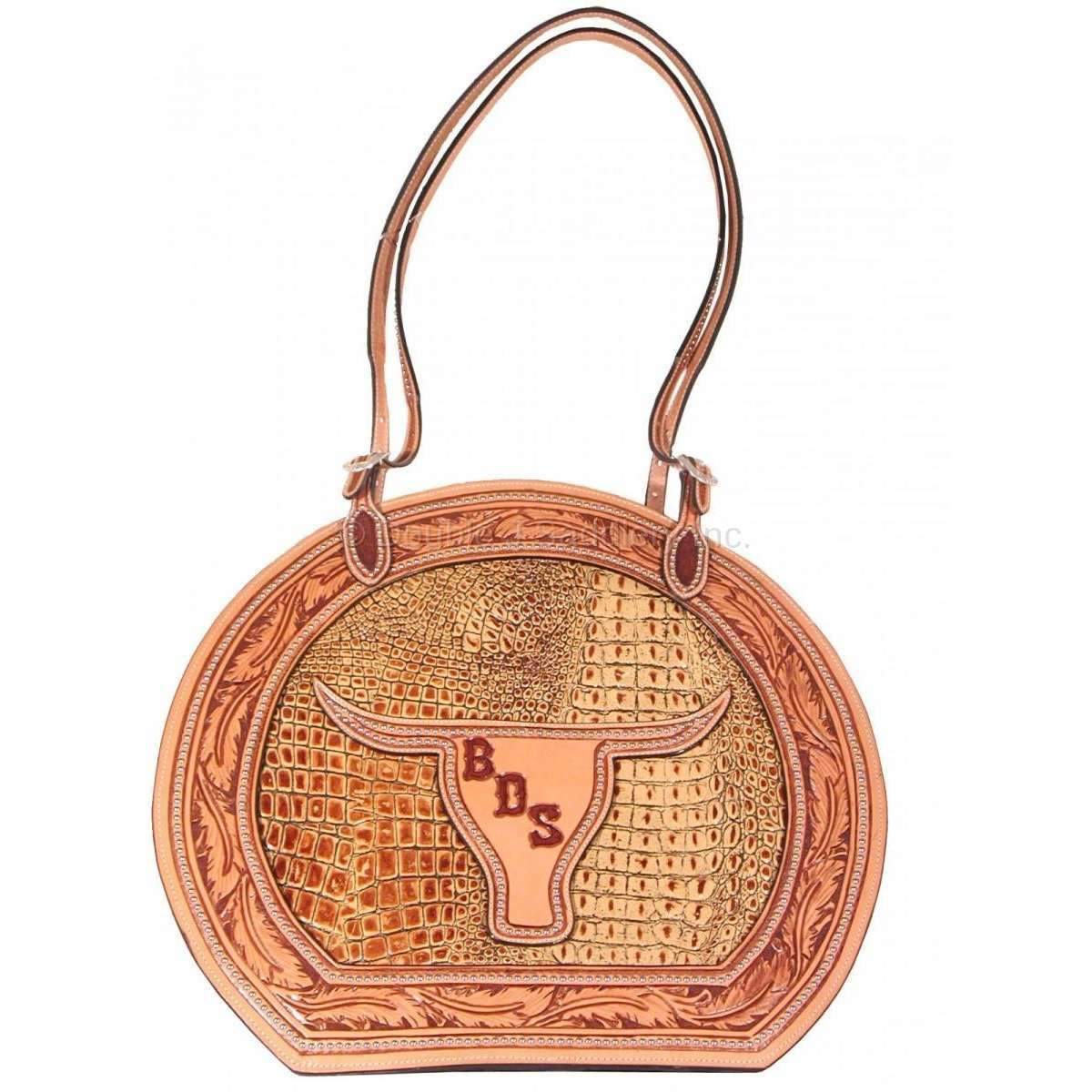 RB17 - Feather Tooled Cow Head Rope Bag - Double J Saddlery