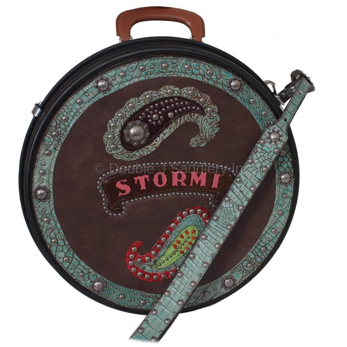 RC24 - Brown and Turquoise Paisley Rope Can - Double J Saddlery