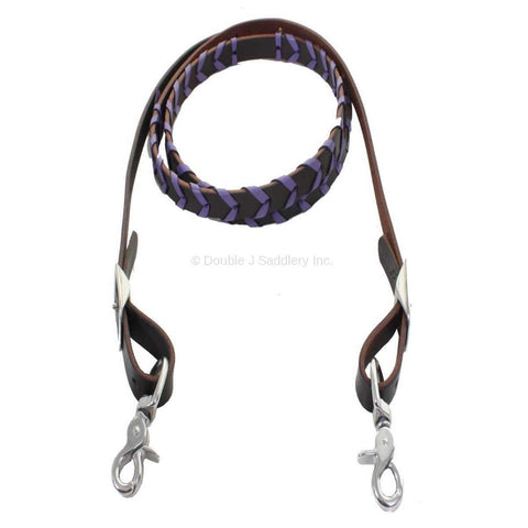 REIN19E - Purple Laced Roping Rein - Double J Saddlery