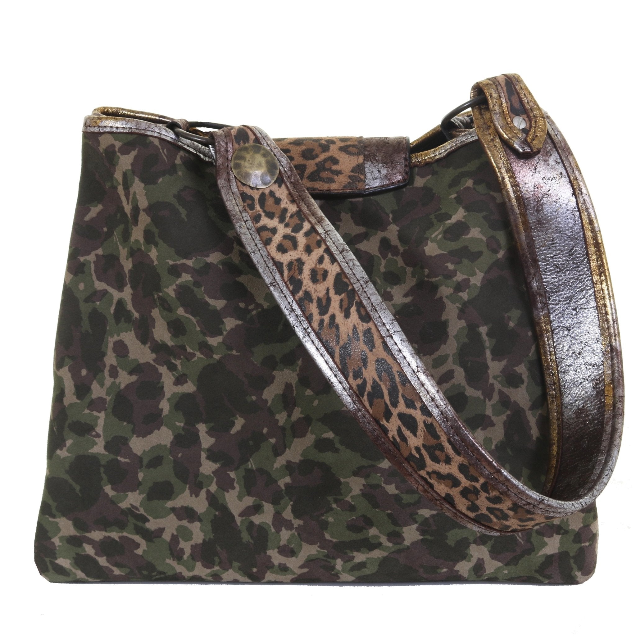 RT16 - Camo and Leopard Suede Regular Tote - Double J Saddlery