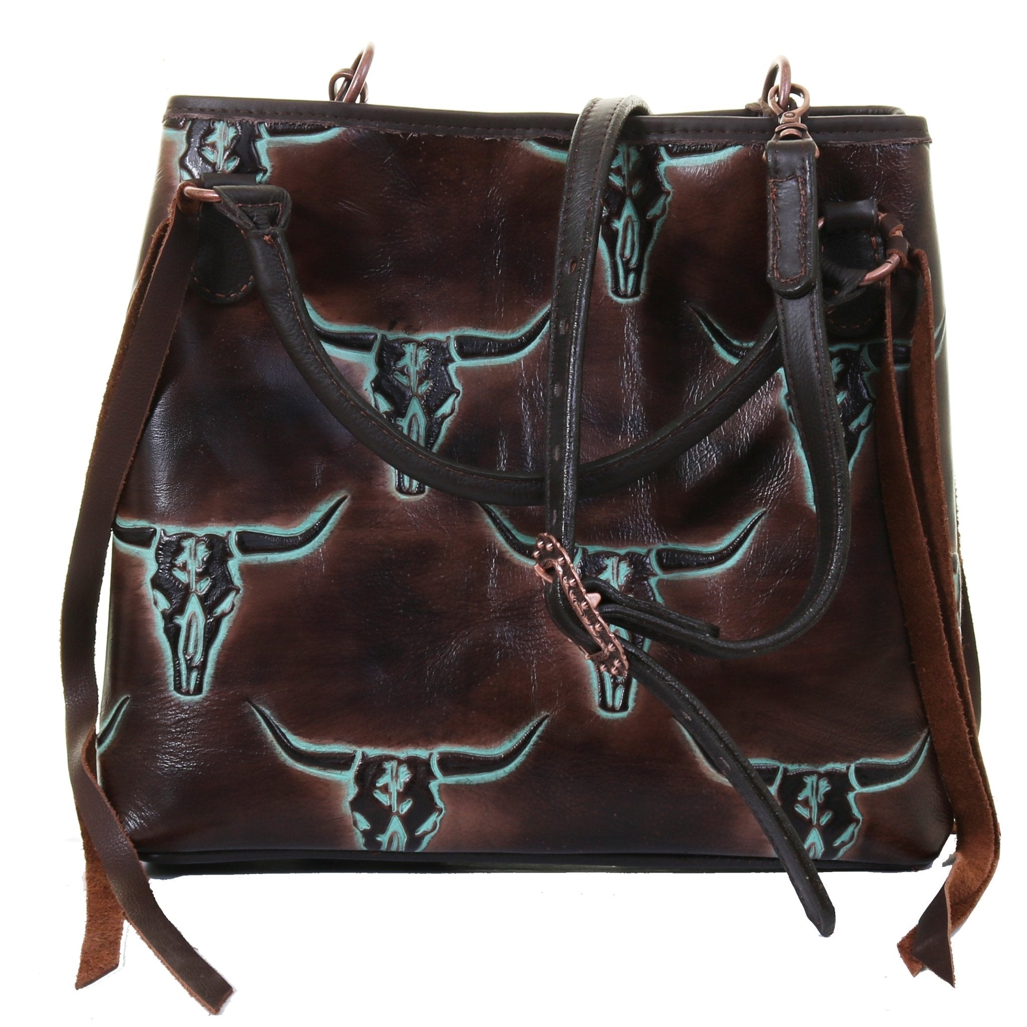 RT19 - Turquoise Longhorn Regular Tote - Double J Saddlery