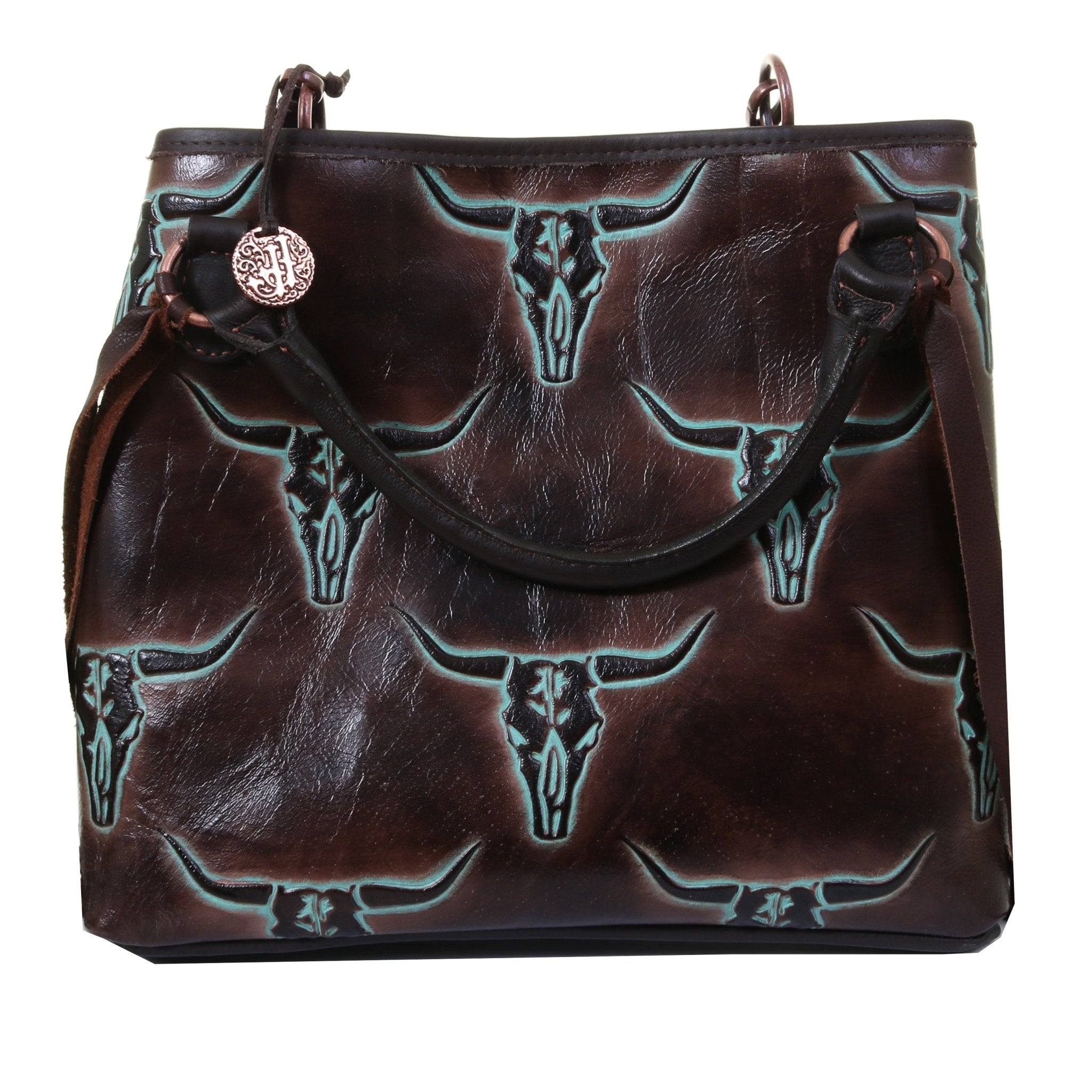 RT19 - Turquoise Longhorn Regular Tote - Double J Saddlery
