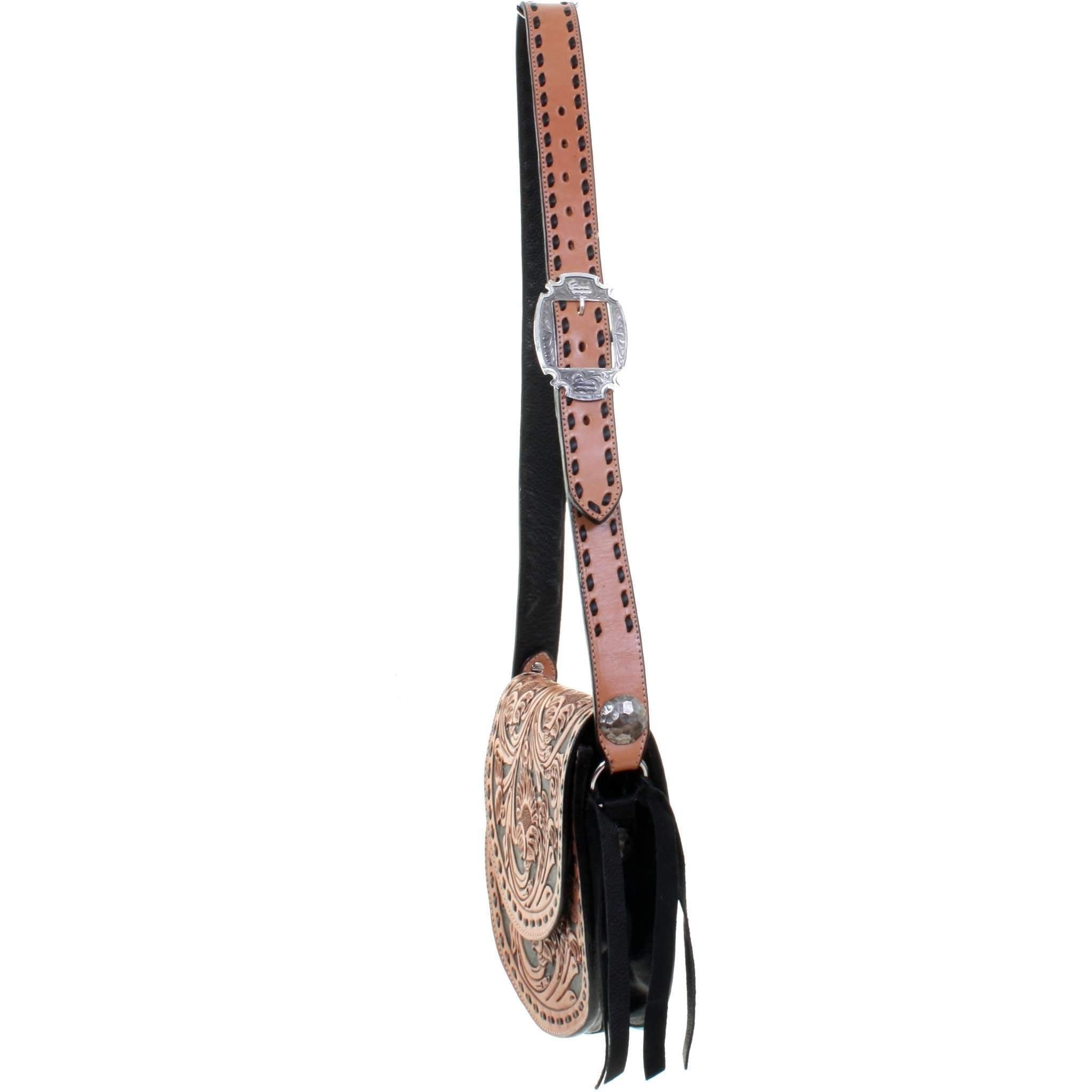 SB23 - Sunflower Tooled Saddle Bag - Double J Saddlery
