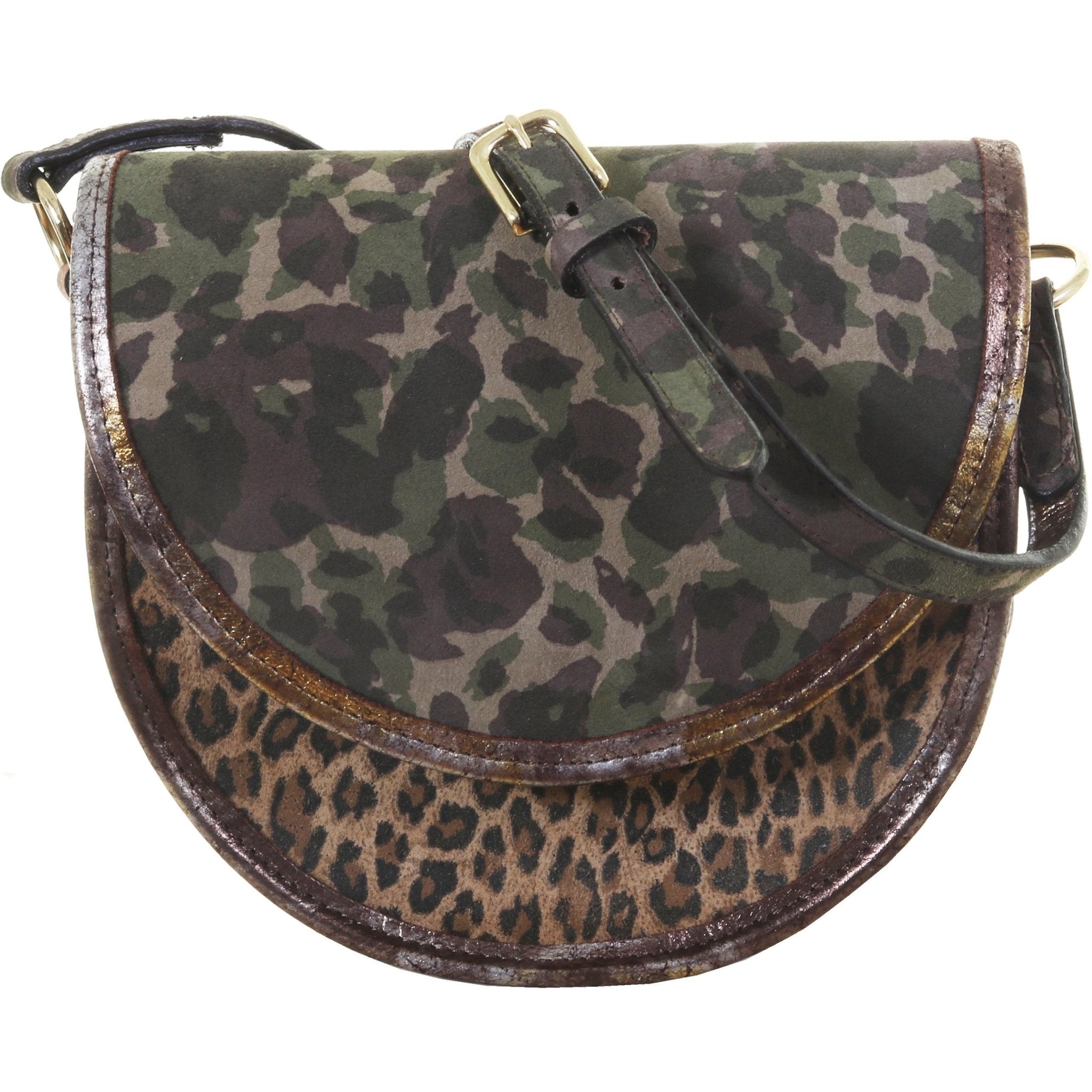 SB31 - Camo and Leopard Suede Print Saddle Bag - Double J Saddlery