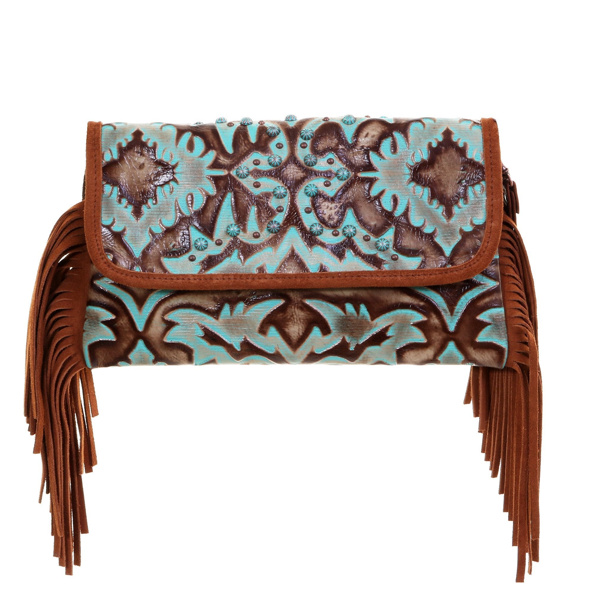 SC52 - Turquoise/Brown Laredo Simple Clutch - Double J Saddlery