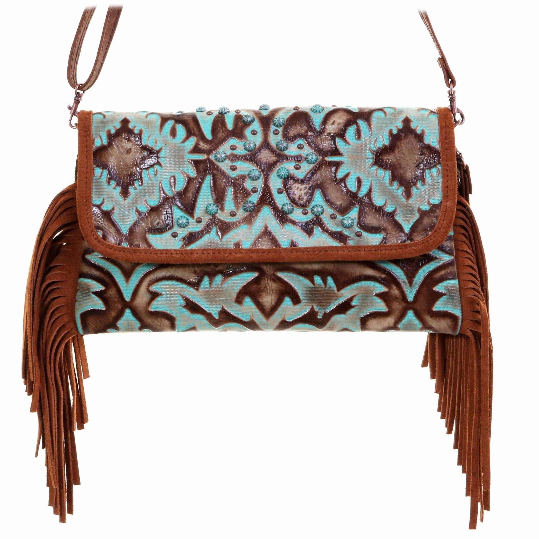 SC52 - Turquoise/Brown Laredo Simple Clutch - Double J Saddlery