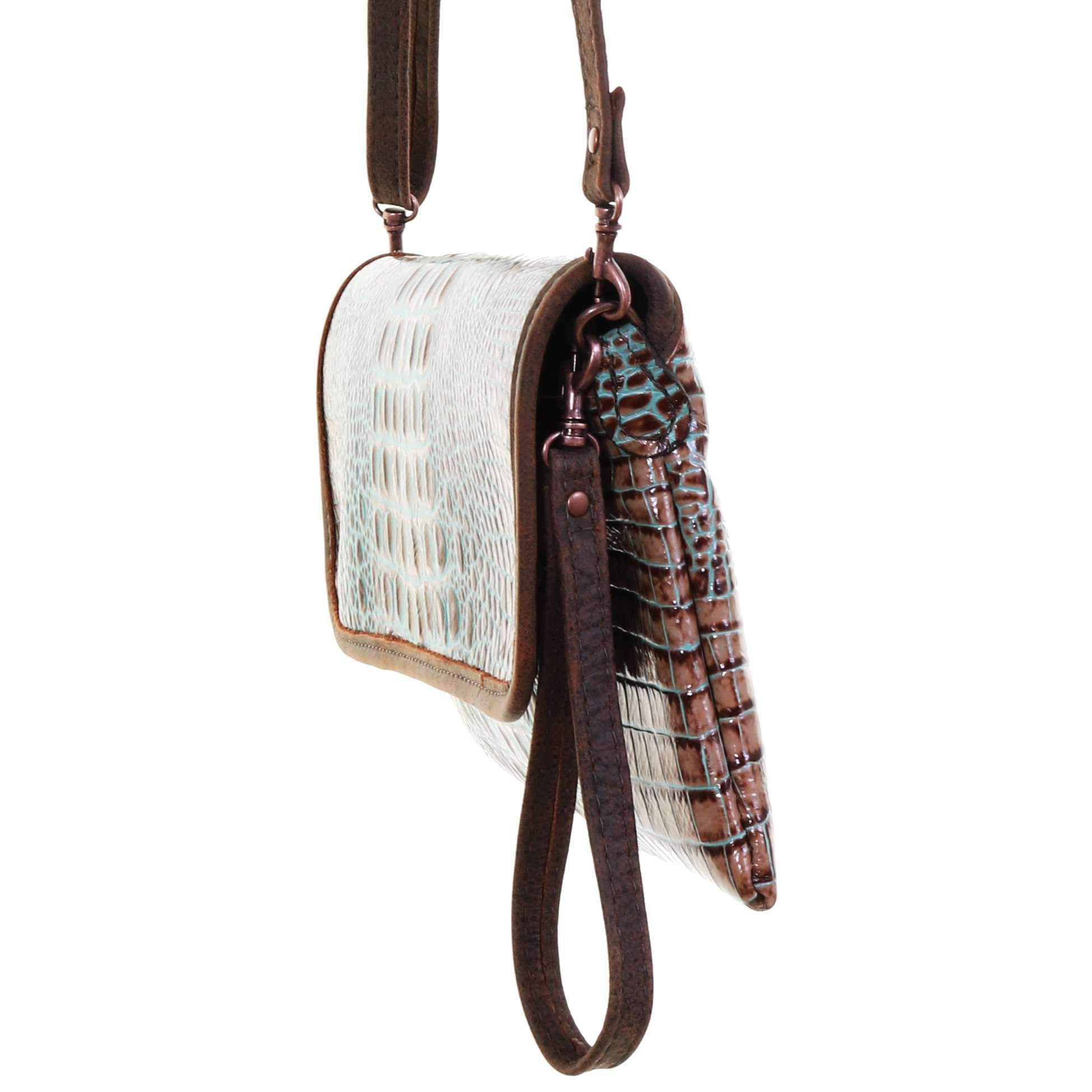 SC53 - Vintage Mint Crocodile Print Simple Clutch - Double J Saddlery