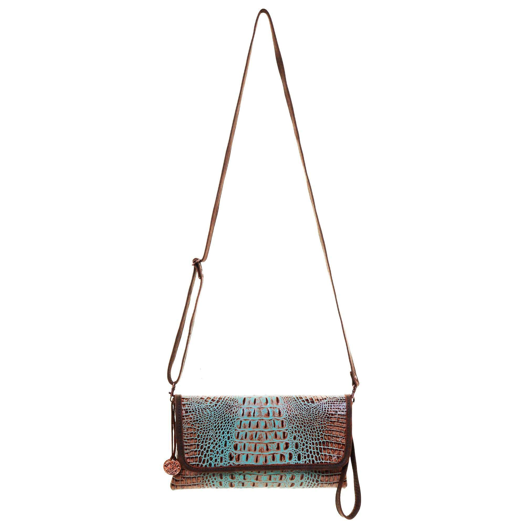 SC53 - Vintage Mint Crocodile Print Simple Clutch - Double J Saddlery