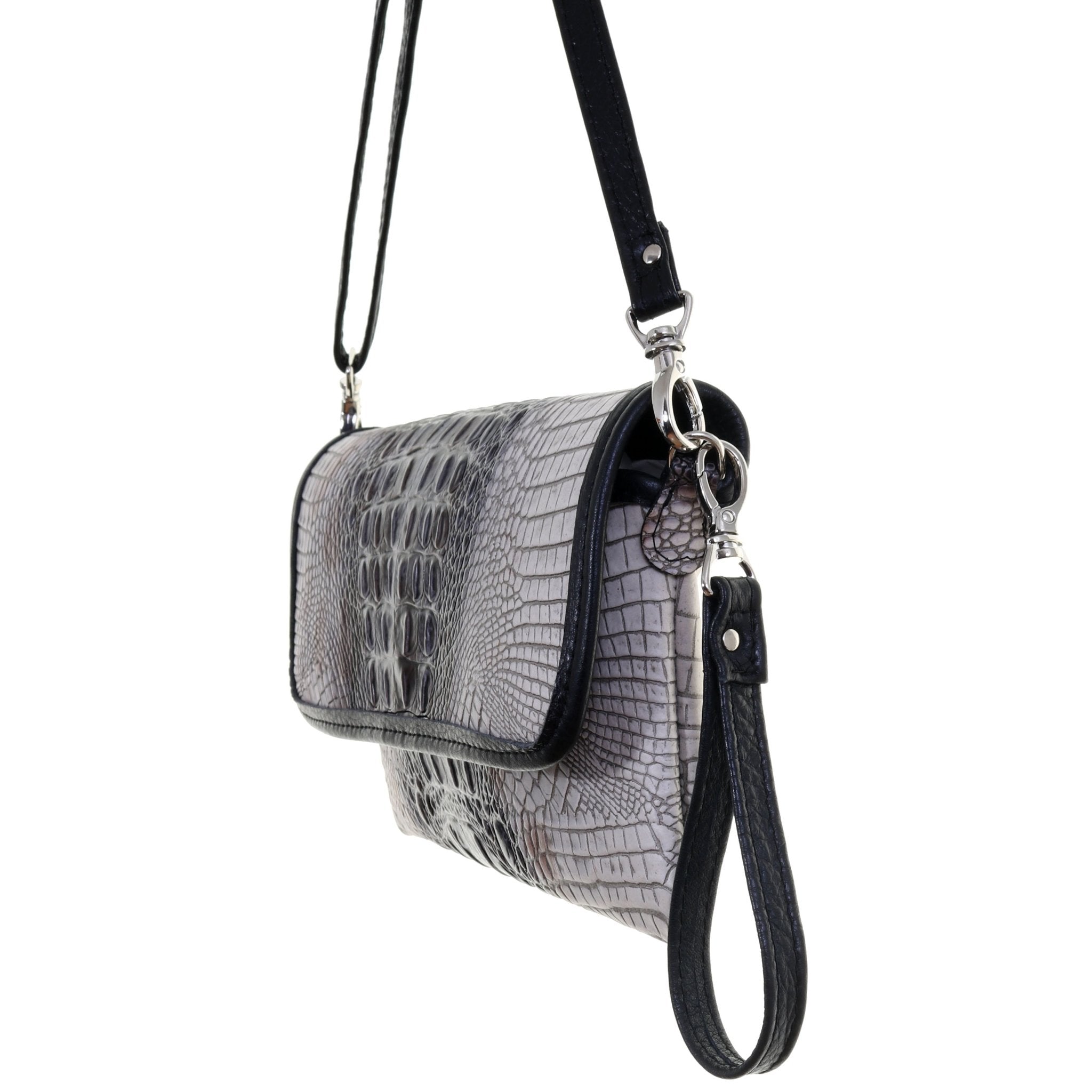 SC61 - Zebra Crocodile Print Simple Clutch - Double J Saddlery