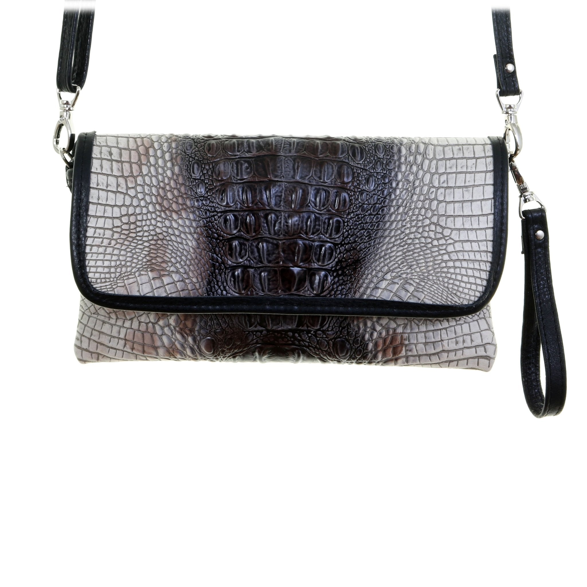 SC61 - Zebra Crocodile Print Simple Clutch - Double J Saddlery