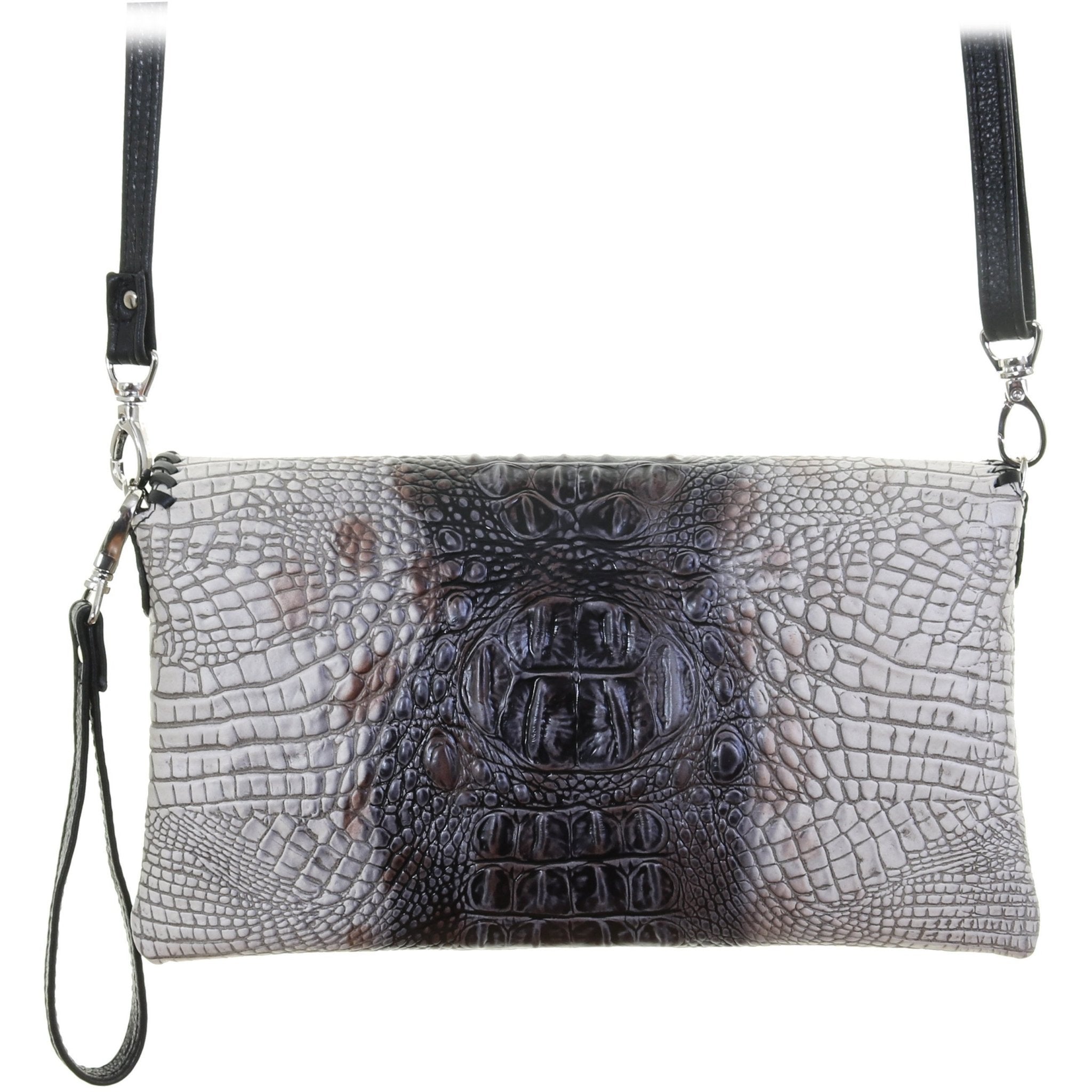 SC63 - Zebra Crocodile Print Whip Stitch Simple Clutch - Double J Saddlery