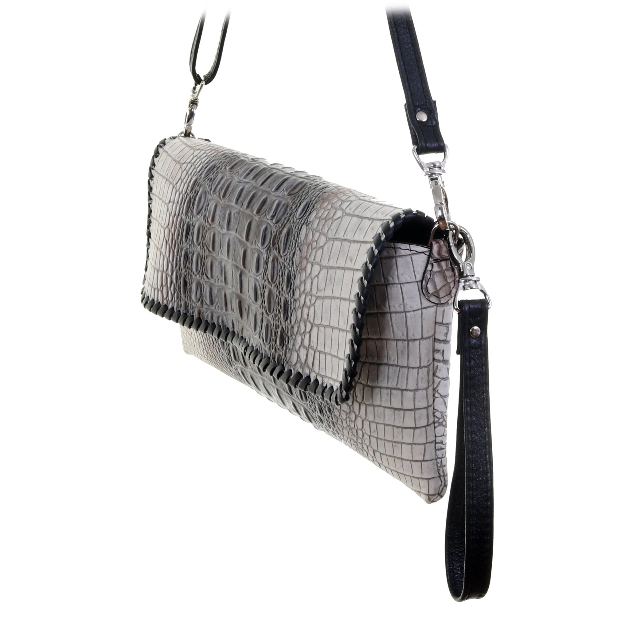 SC63 - Zebra Crocodile Print Whip Stitch Simple Clutch - Double J Saddlery
