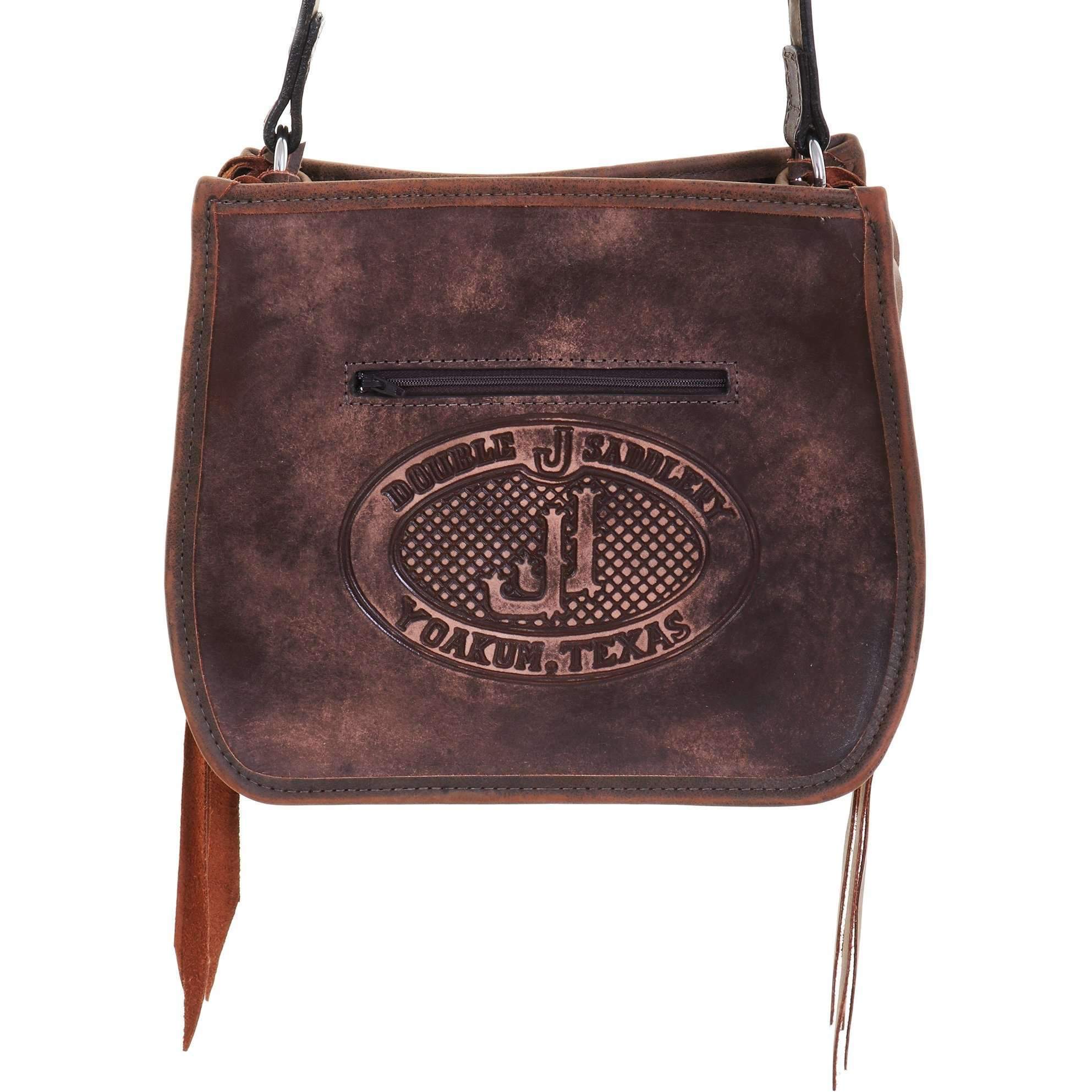 SDB03 - Brown Vintage Feather Tooled Small Doctor's Bag - Double J Saddlery
