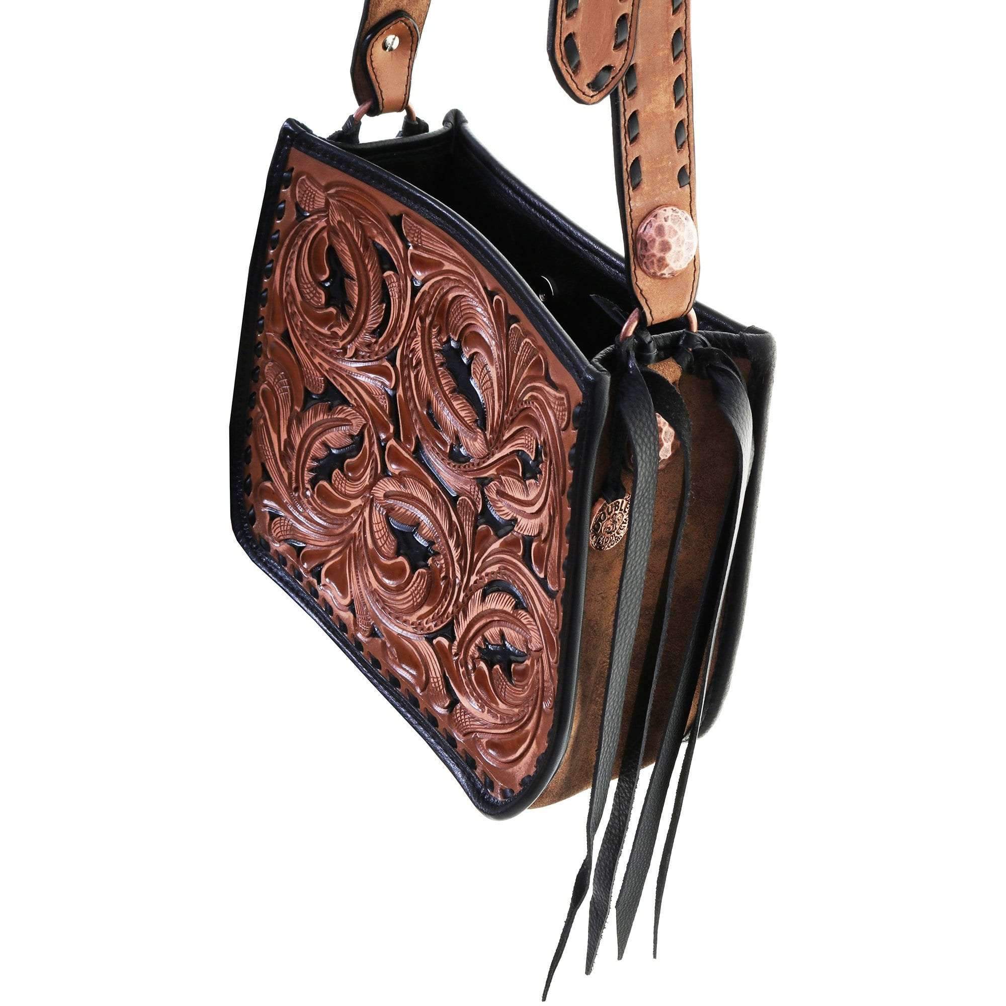 SDB04 - Pecan Vintage Tooled Small Doctor's Bag - Double J Saddlery