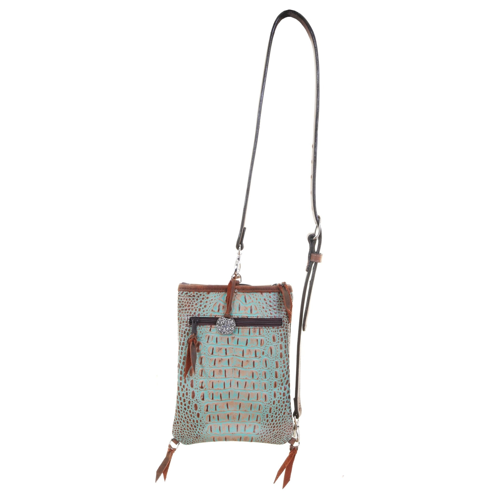 SLP06 - Vintage Mint Croc Sling Purse - Double J Saddlery