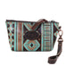SMP03P - Navajo Turquoise and Brown Small Makeup Pouch w/Plaque - Double J Saddlery