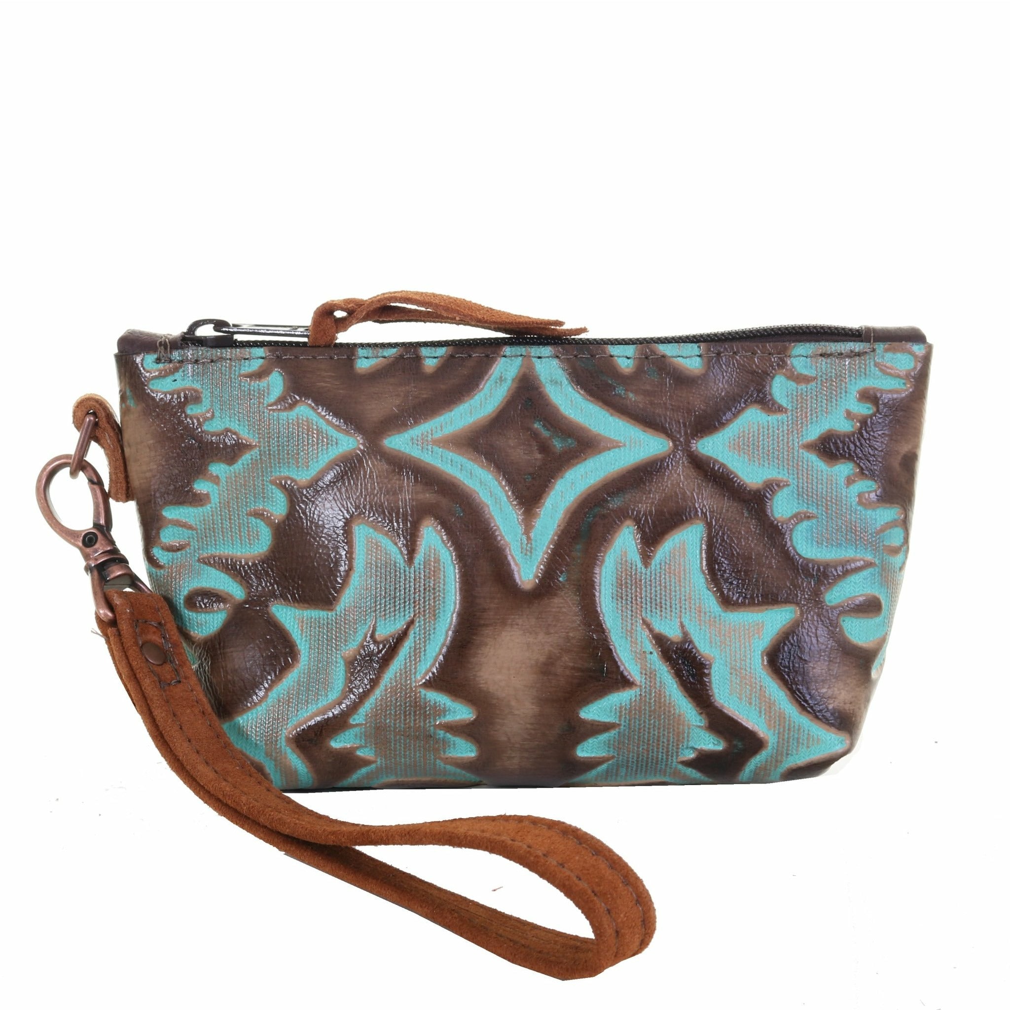 SMP10 - Laredo Burnt Turquoise Small Makeup Pouch - Double J Saddlery