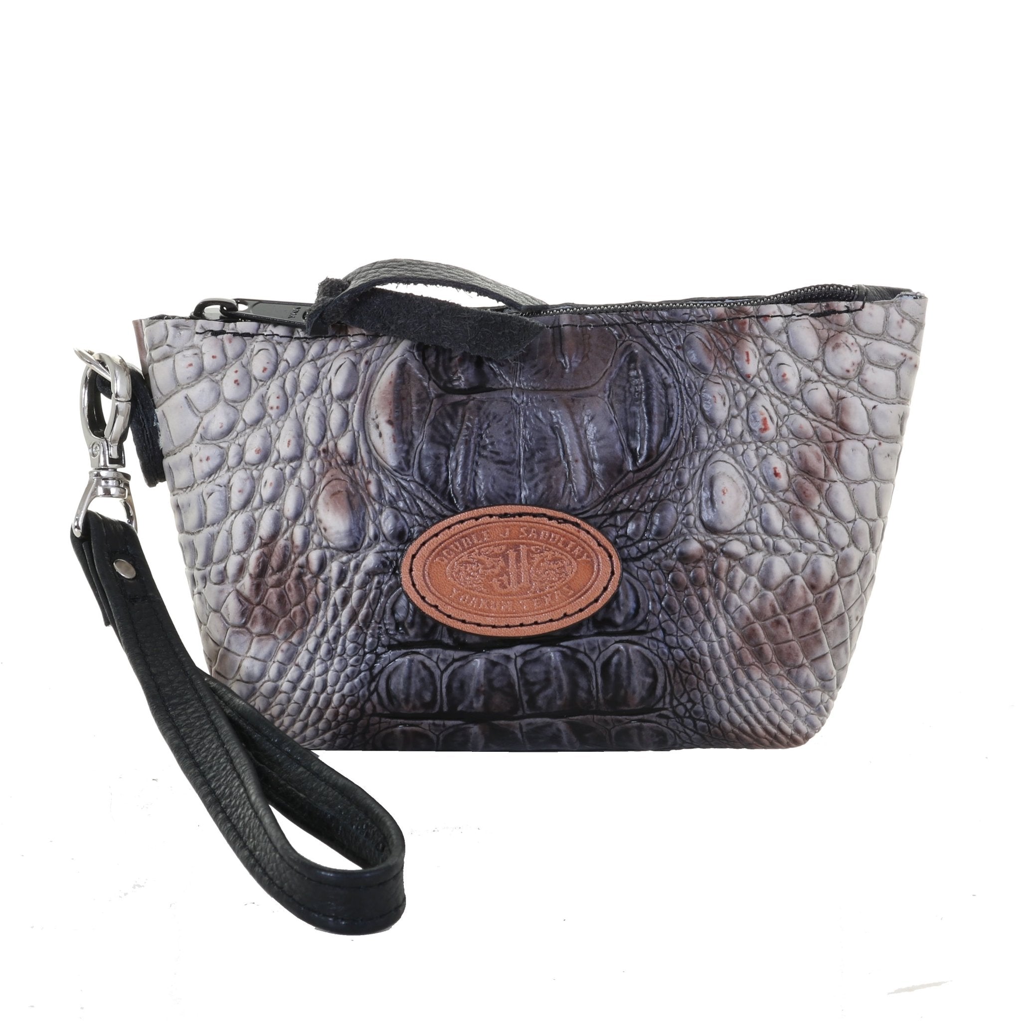 SMP14 - Zebra Crocodile Print Small Makeup Pouch - Double J Saddlery