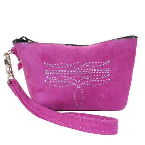 SMP28 - Fuchsia Suede Small Make-Up Pouch - Double J Saddlery