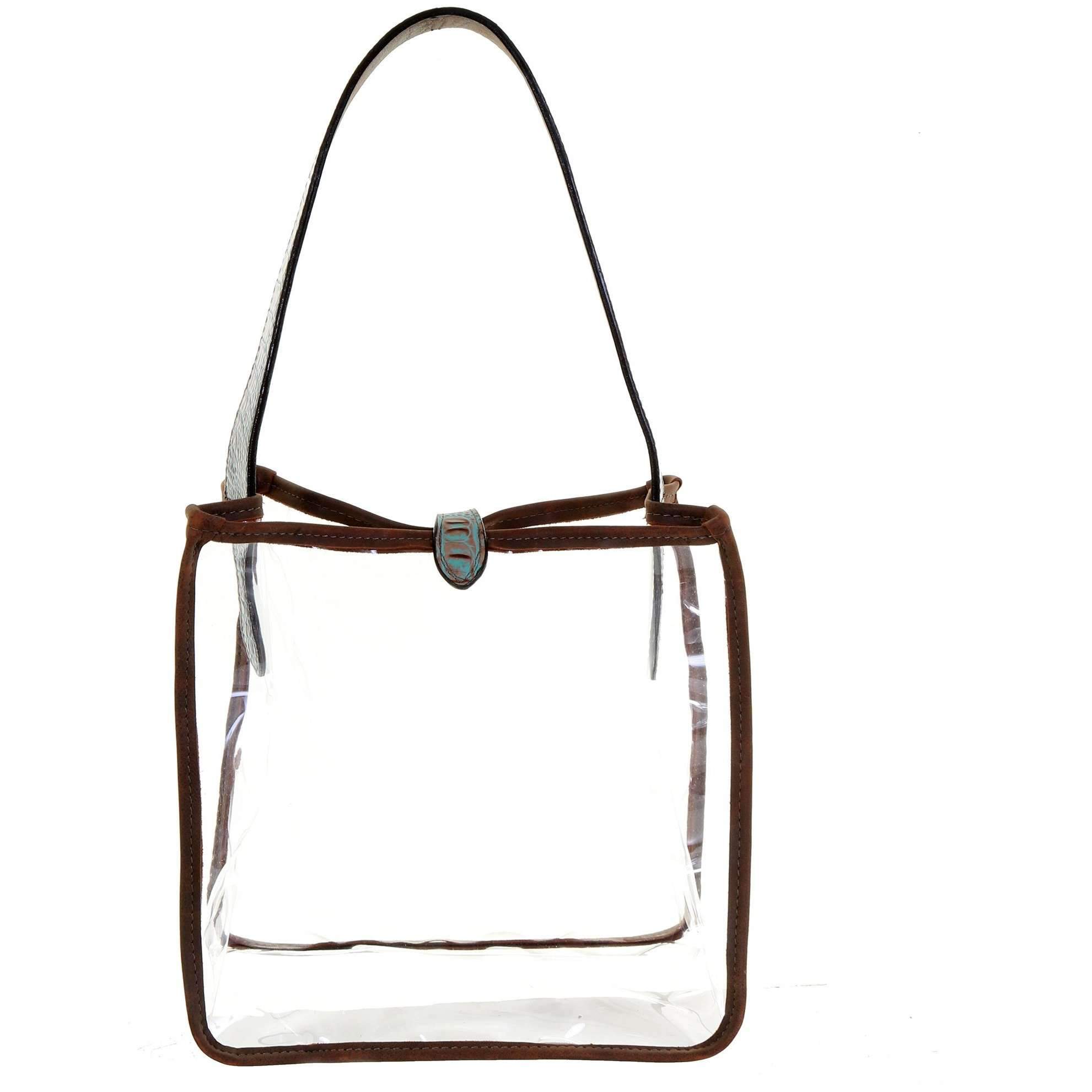 SQT08 - Clear Square Tote With Vintage Mint Croco Strap - Double J Saddlery
