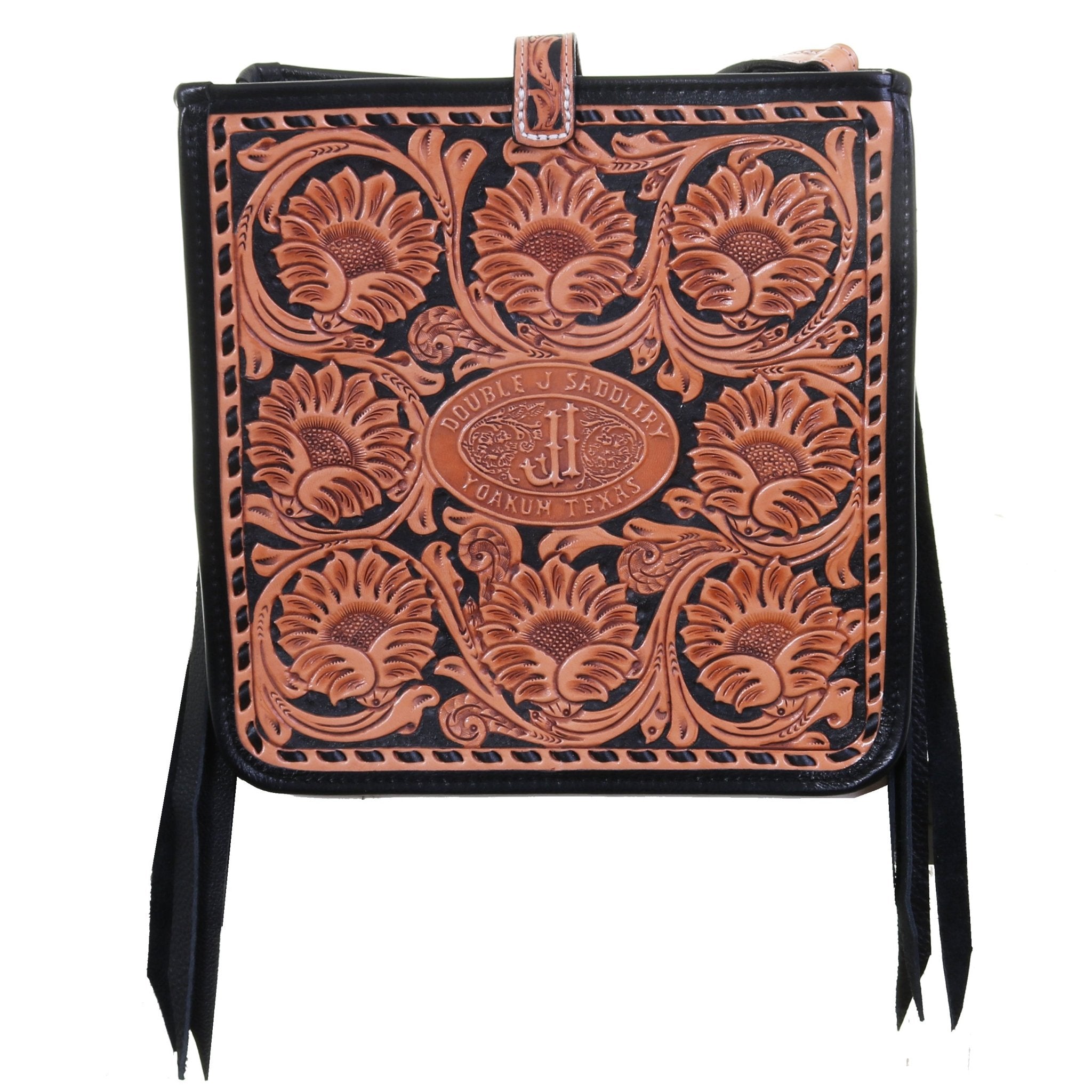 SQT13 - Sunflower Tooled Square Tote - Double J Saddlery
