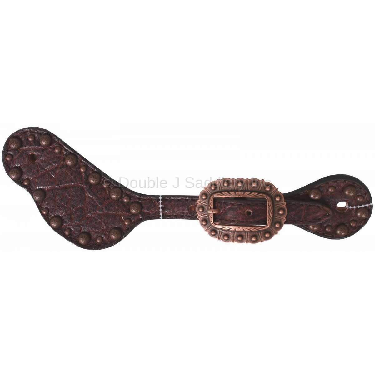 SS119A - Maroon Elephant Print Studded Spur Straps - Double J Saddlery