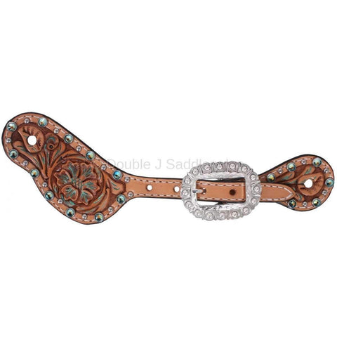 SS128 - Floral Tooled Spur Straps - Double J Saddlery