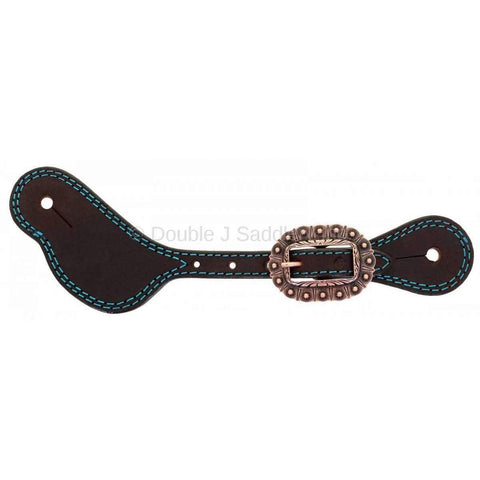 SS154-AC - Brown Rough Out Spur Straps - Double J Saddlery