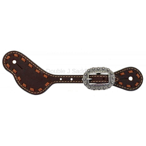 SS156A - Brown Rough Out Spur Straps - Double J Saddlery