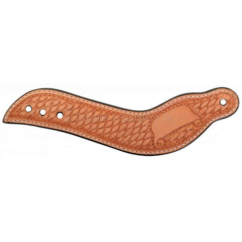 SS169 - Natural Leather Basket Weave Tooled Spur Straps - Double J Saddlery