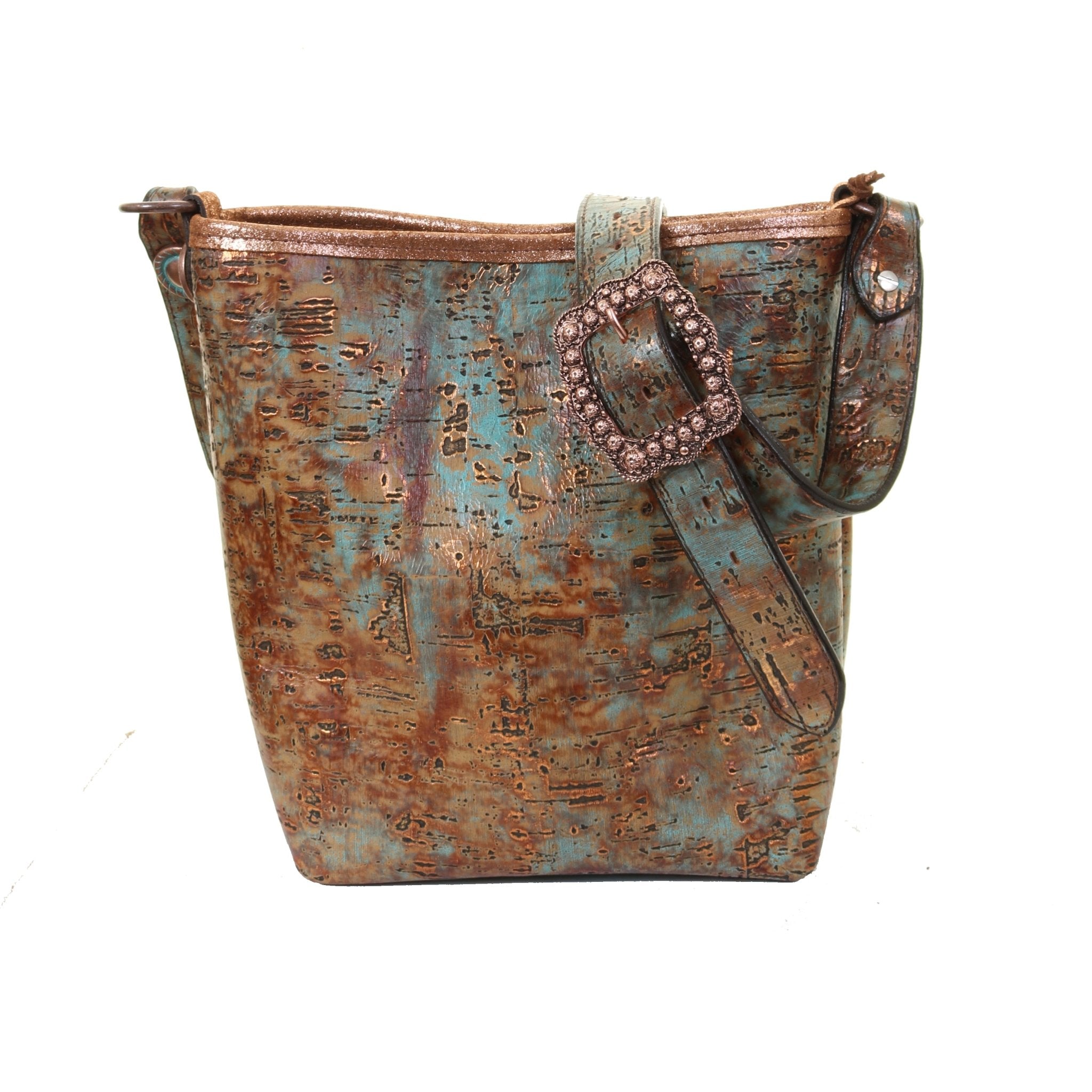 STT27- Copper Turquoise Patina Standard Tote - Double J Saddlery
