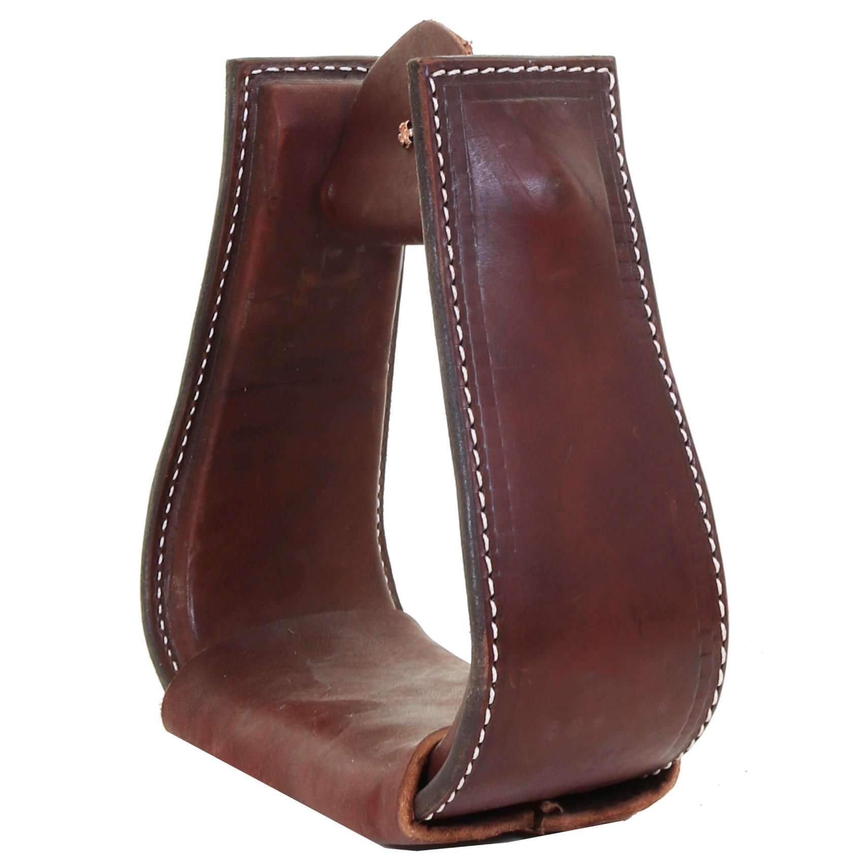 STU68 - Brown Basket Weave Tooled Deep Roper Stirrups - Double J Saddlery