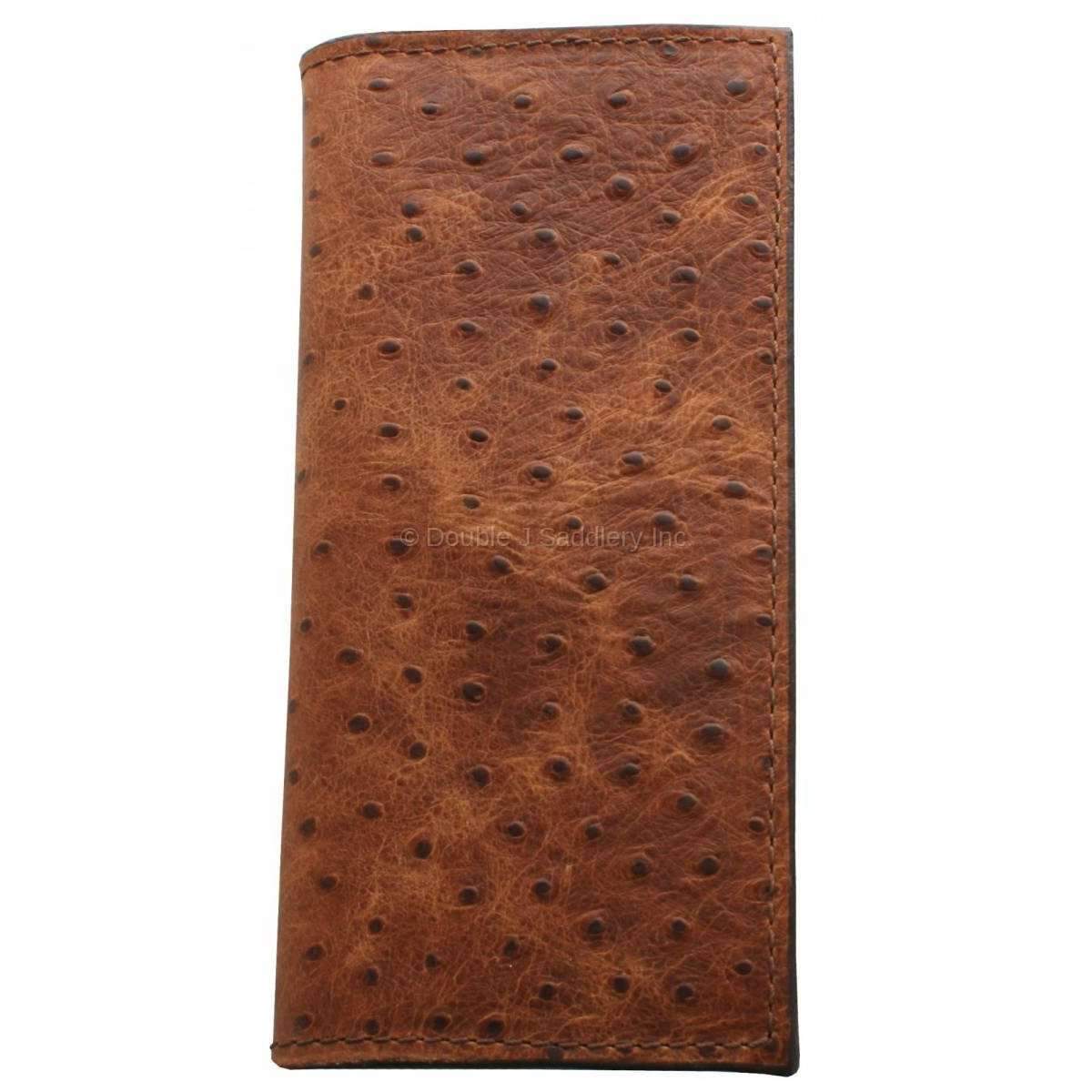 TBK11 - Vintage Cognac Ostrich Print Tally Book - Double J Saddlery