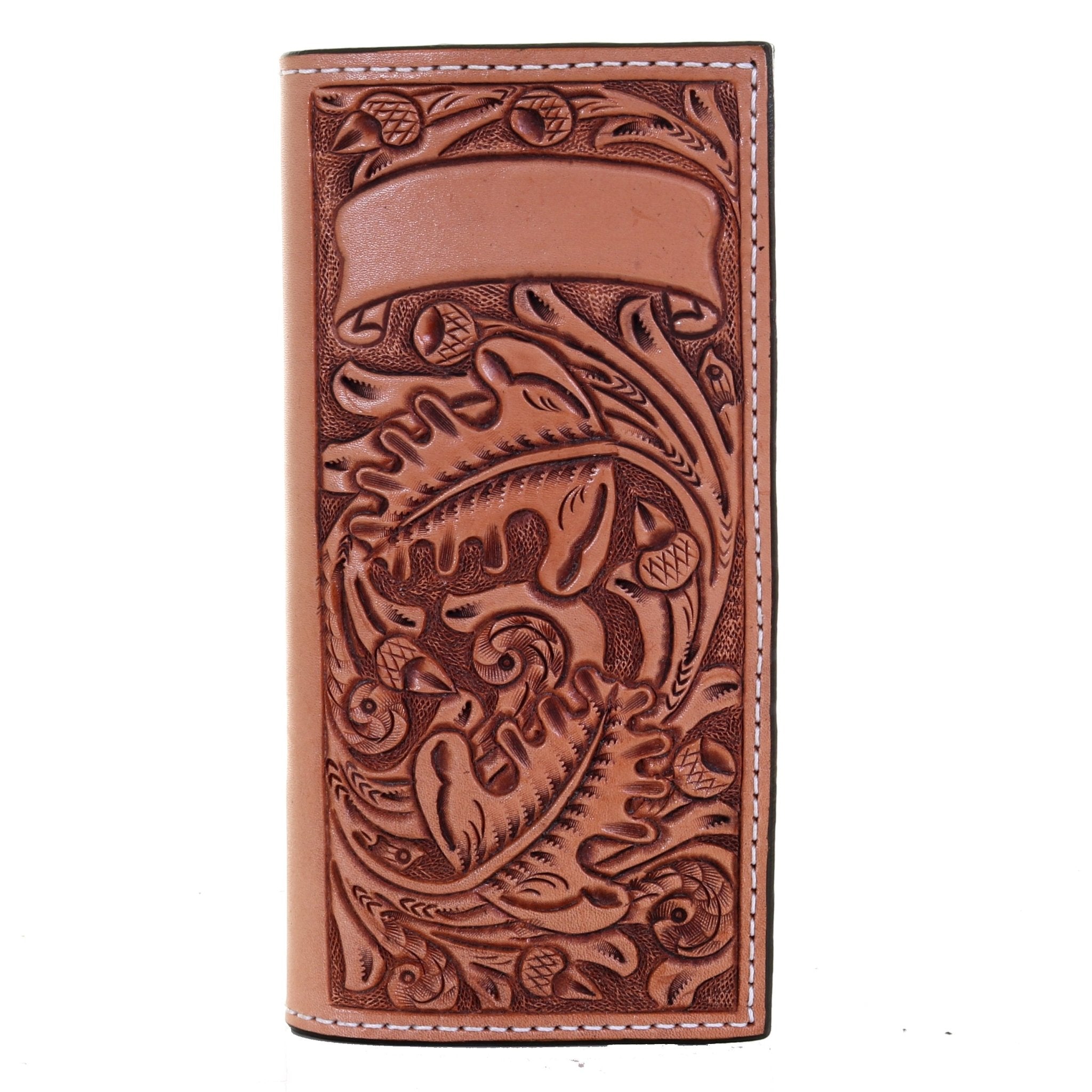 TBK21 - Acorn Oakleaf Tooled Tally Book - Double J Saddlery