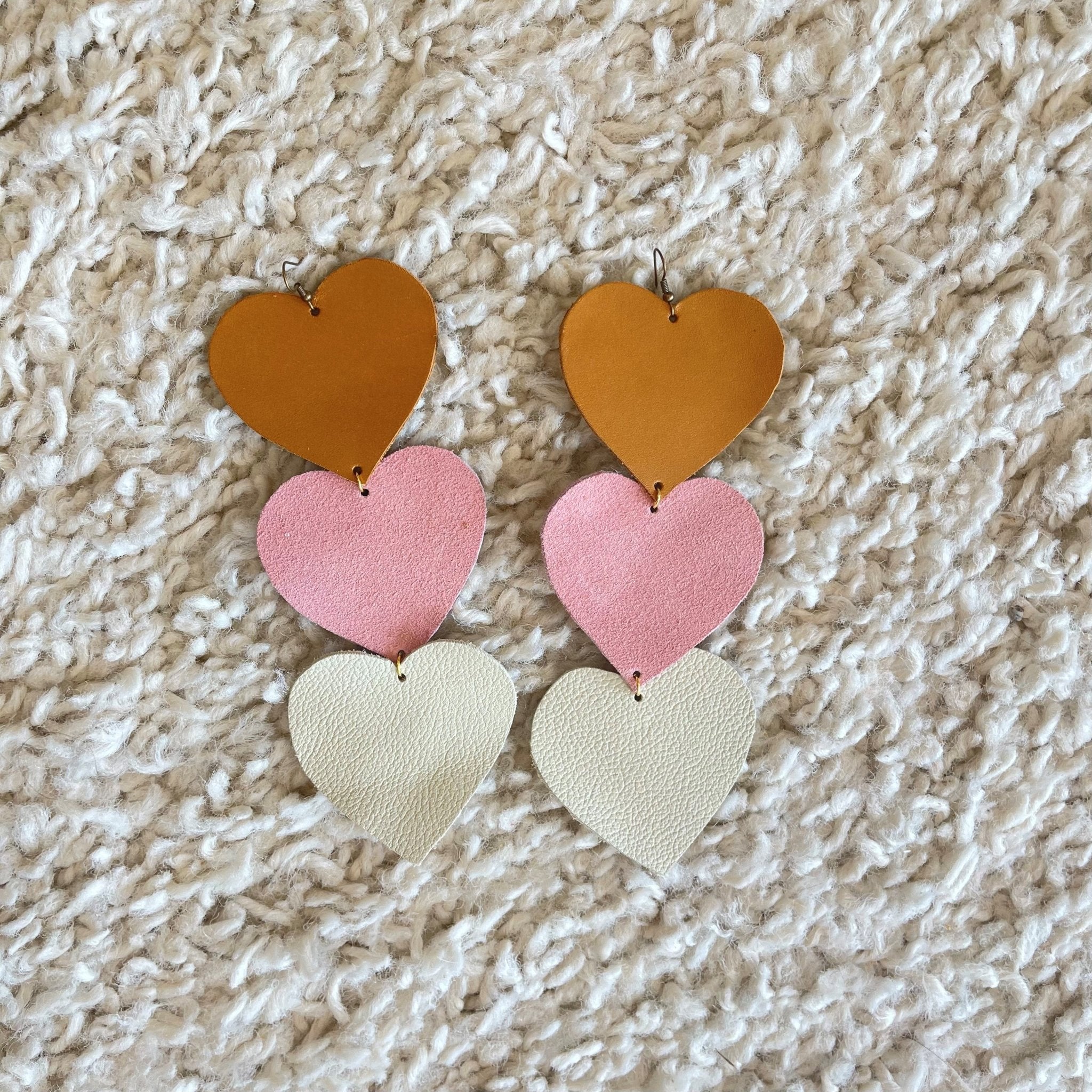 VE103 - 3 Tier Heart Earrings - Double J Saddlery
