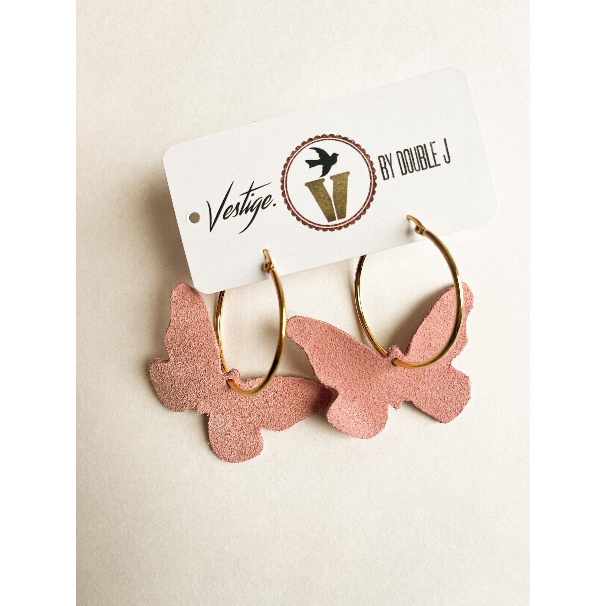VE143A - Butterfly Hoop Earrings - Double J Saddlery
