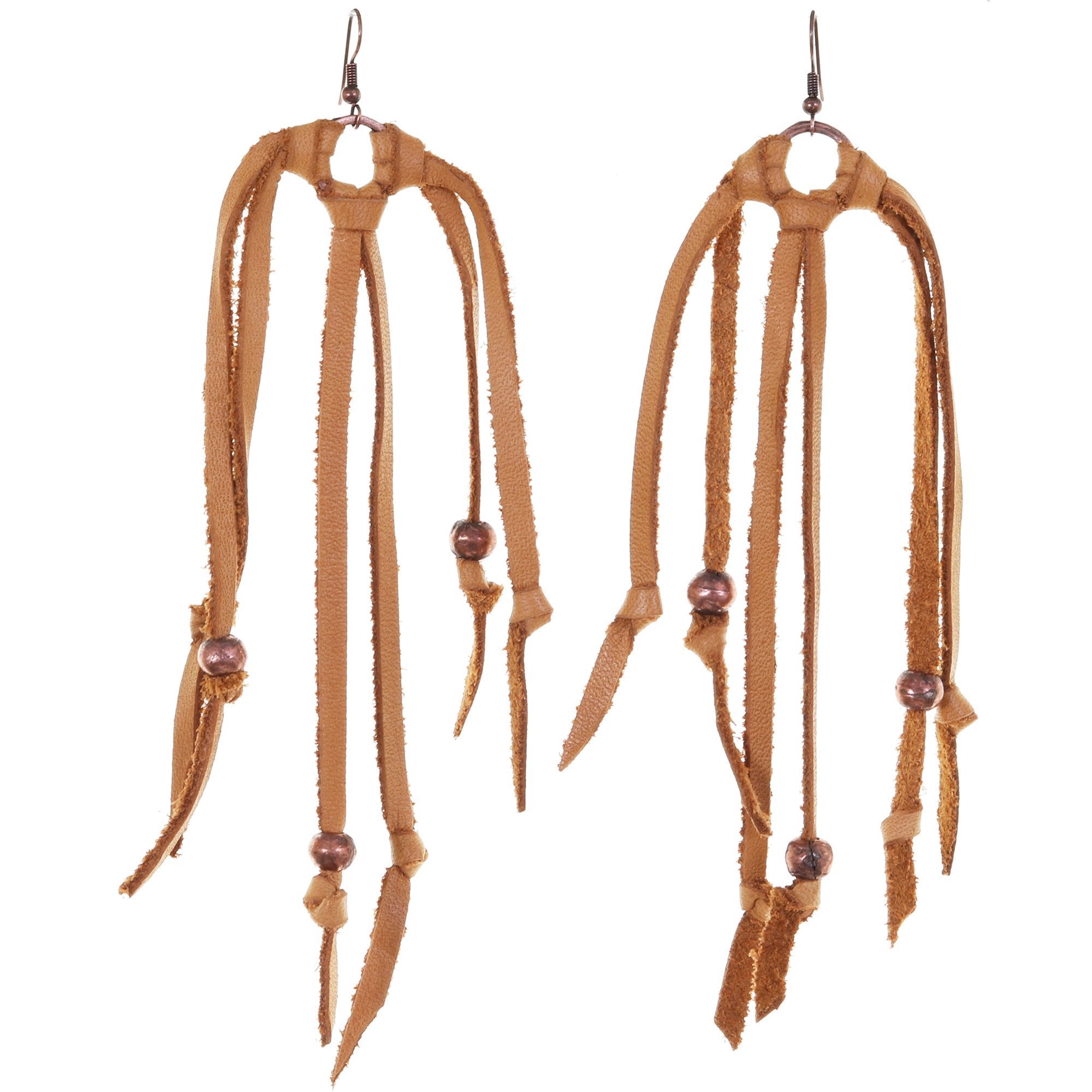 VE16 - Buckskin Bandit Leather Fringe Dream Catcher Earrings - Double J Saddlery
