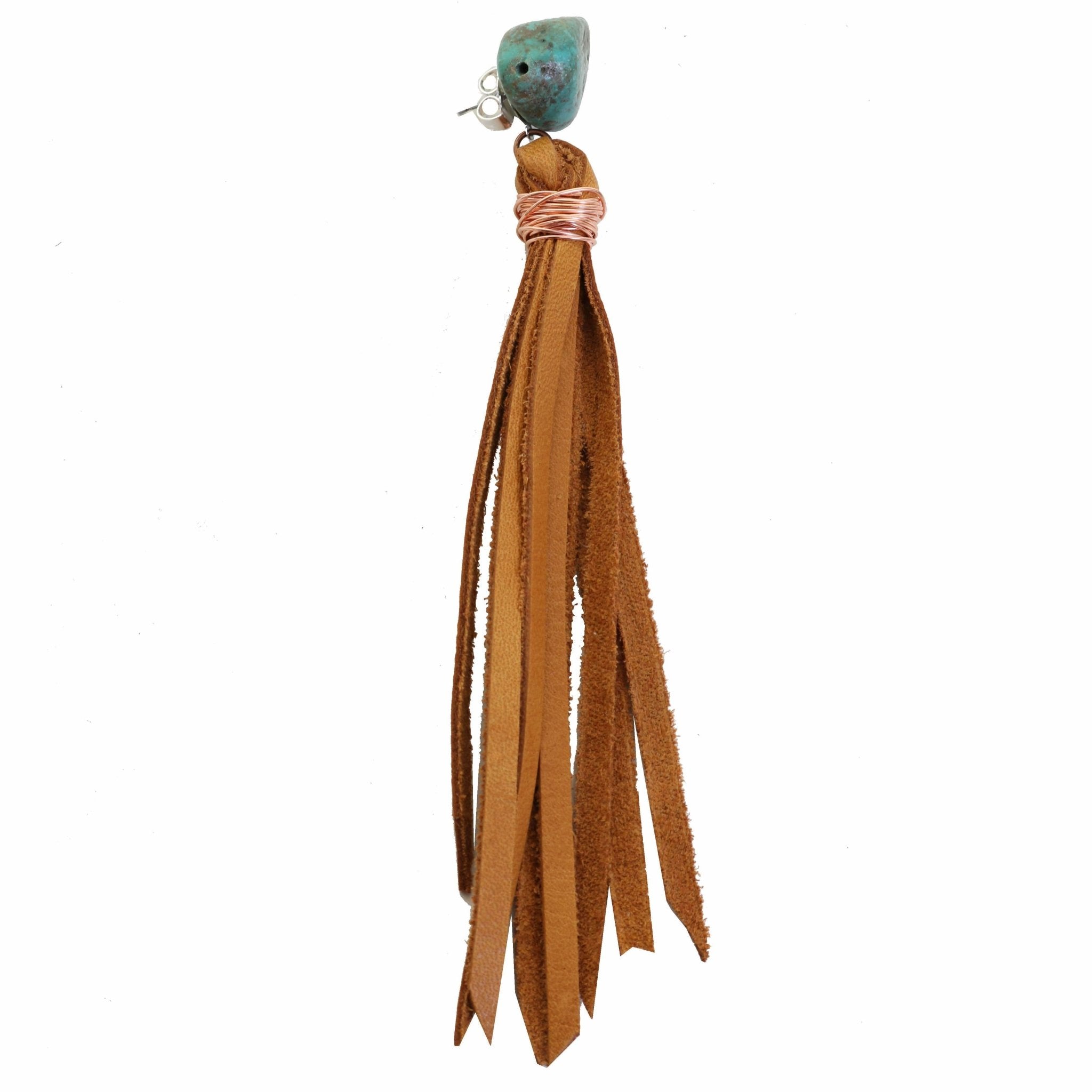 VE21 - Vestige Buckskin Bandit Tassel and Turquoise Nugget Earrings - Double J Saddlery