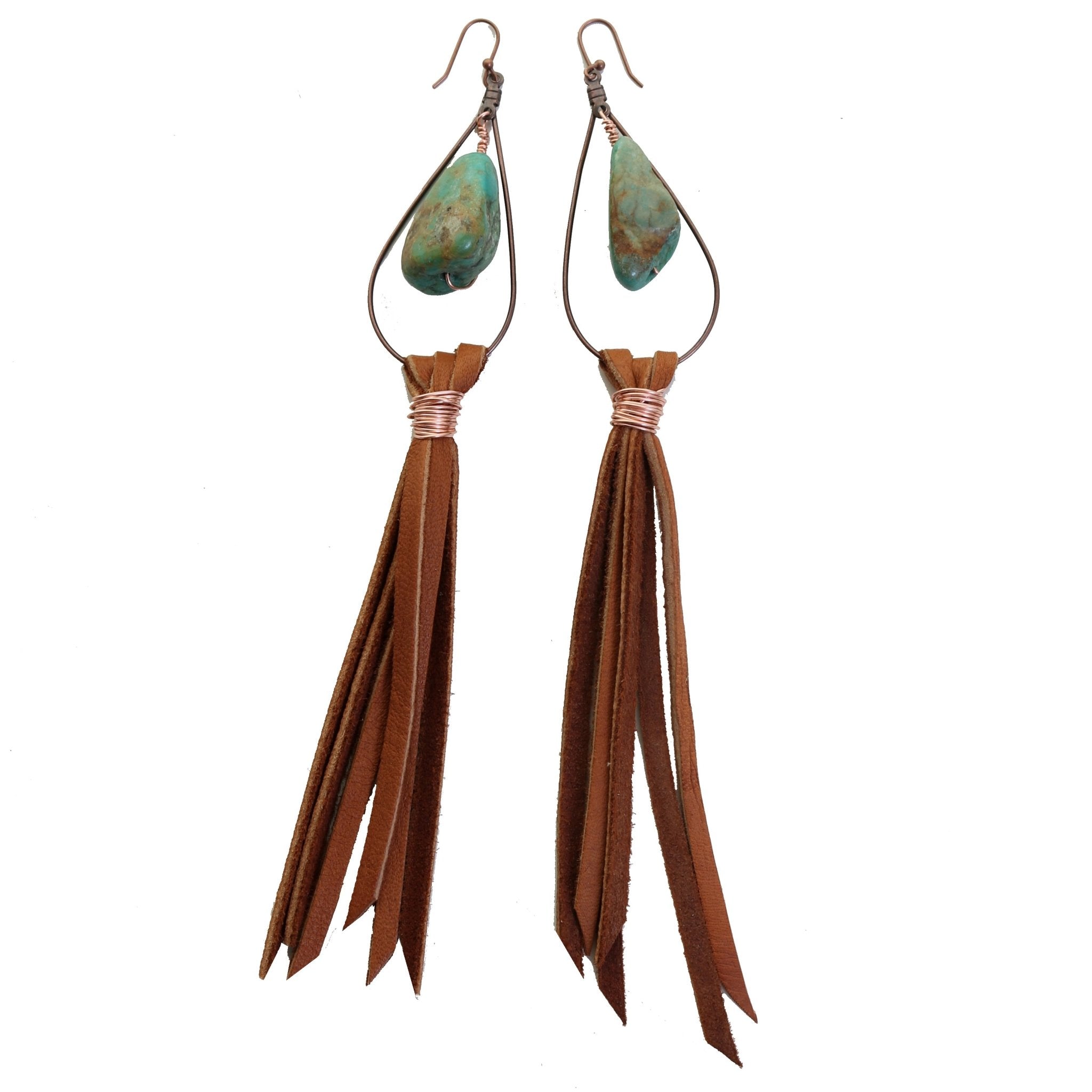 VE25 - Vestige Turquoise Stone Tassel Earrings - Double J Saddlery