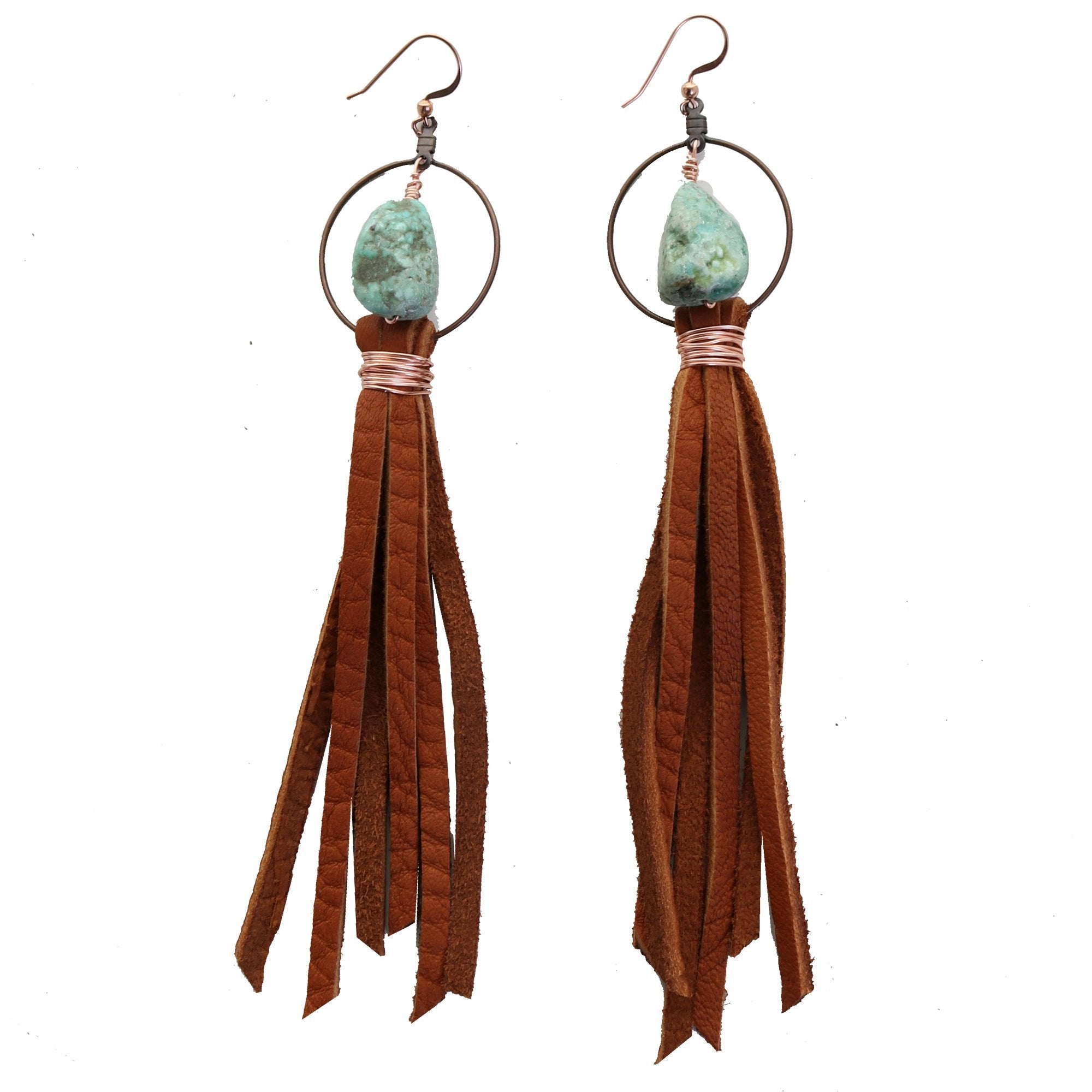 VE25A - Vestige Turquoise Stone Tassel Earrings - Double J Saddlery