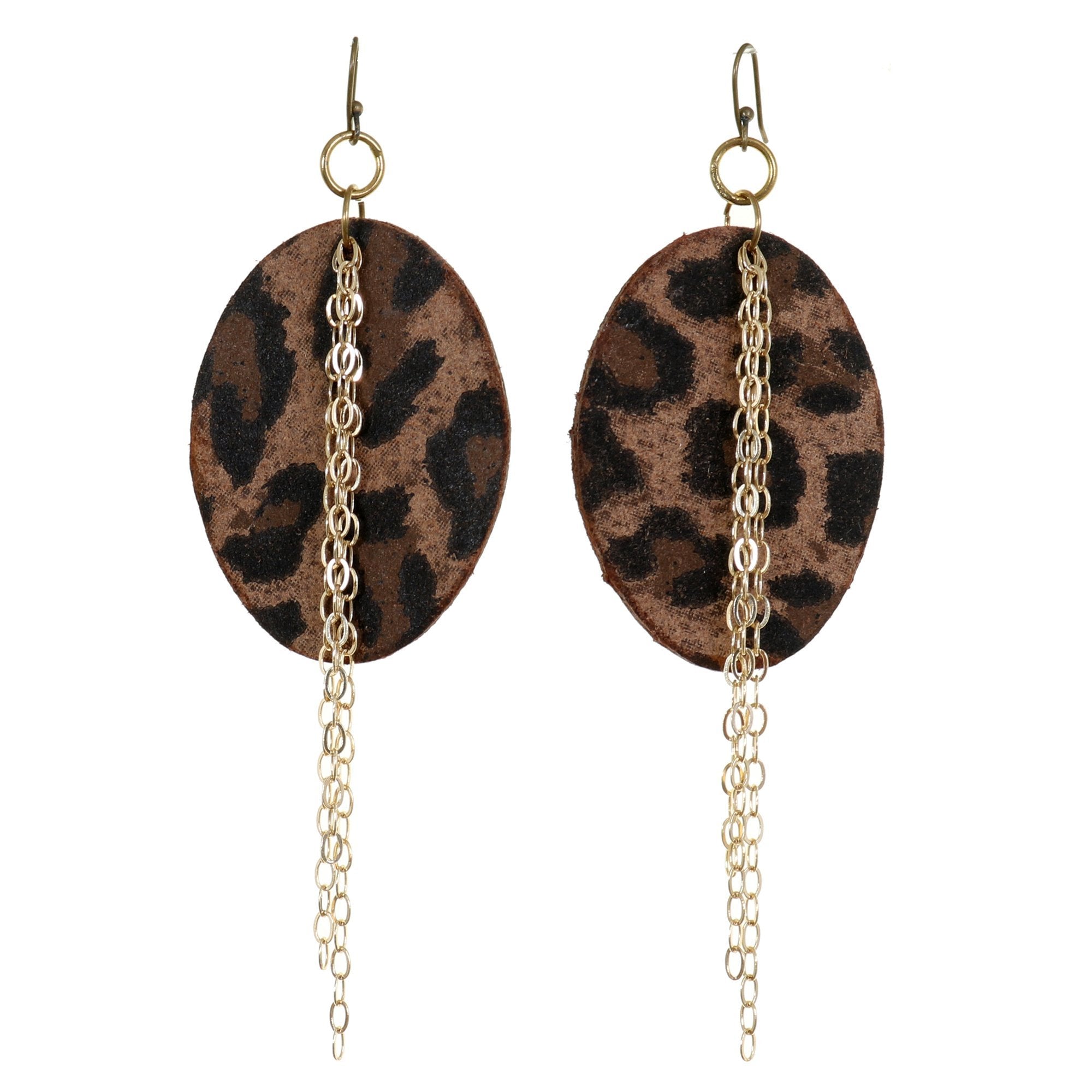 VE39 - Leopard Suede Oval Earrings - Double J Saddlery