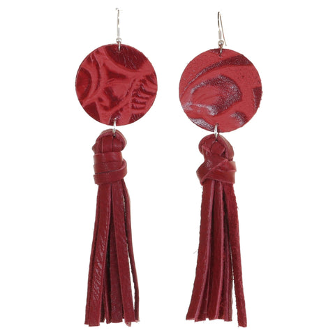 VE53 - Vestige Red Floral and Red tassel Earrings - Double J Saddlery