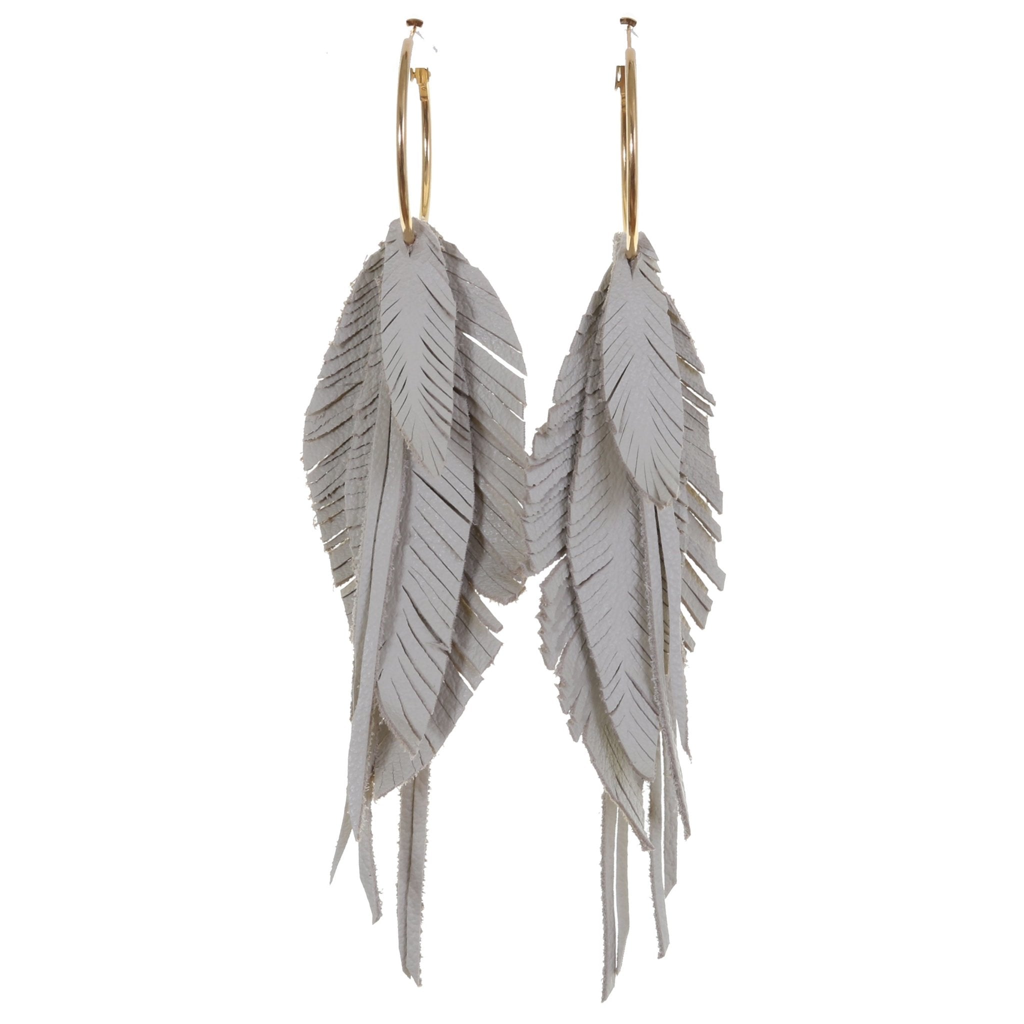 VE64 - Vestige Eggshell Feather Hoop Earrings - Double J Saddlery