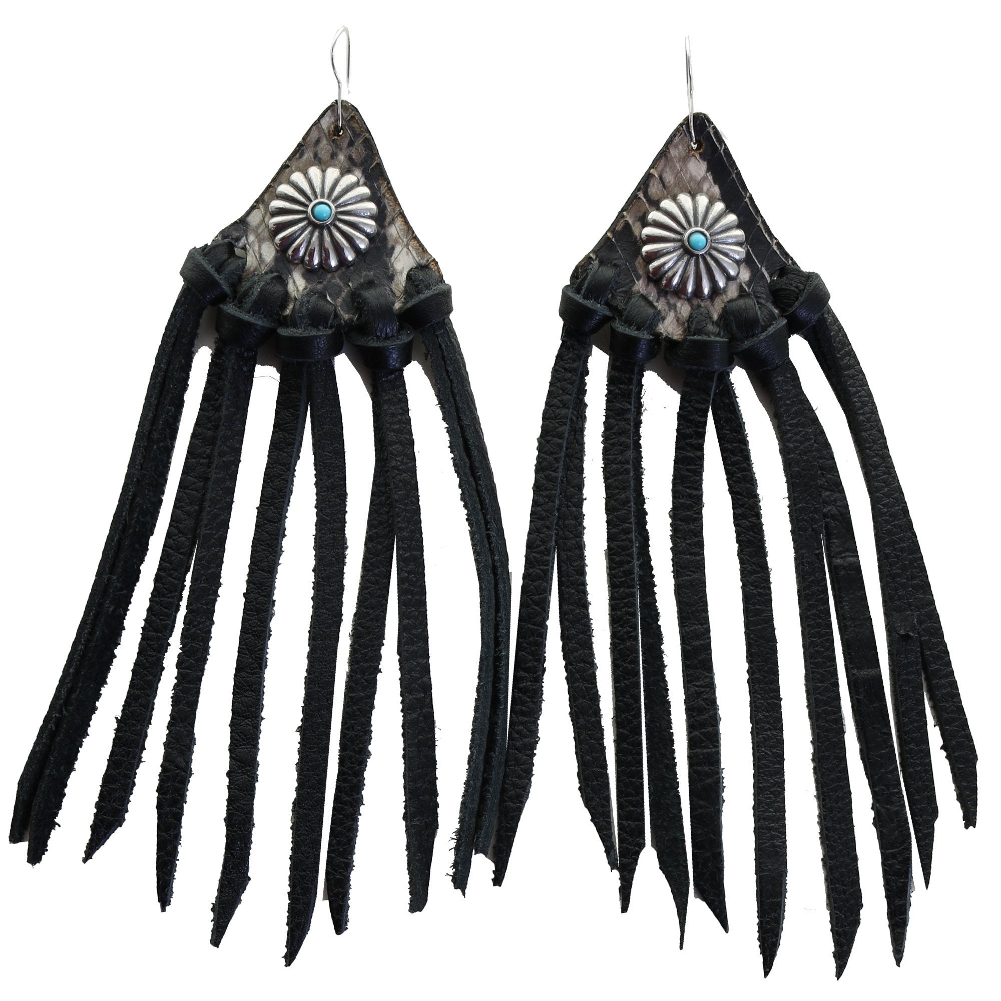 VE66 - Vestige Cobra Snake Print Fringe Earrings - Double J Saddlery