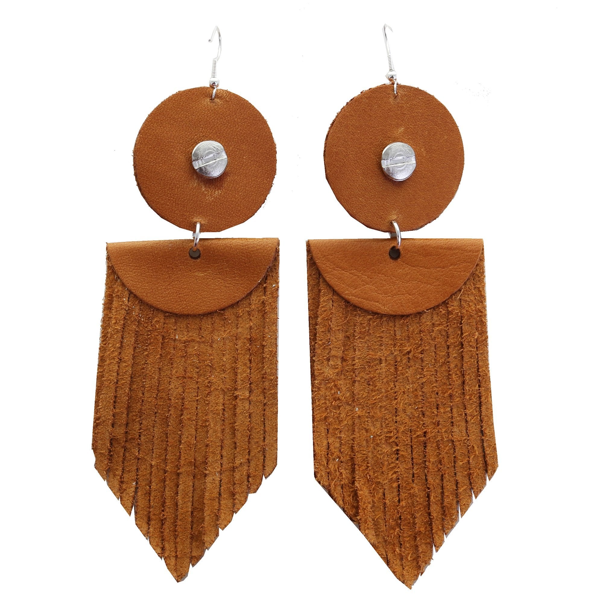 VE68 - Vestiage Buckskin V Fringe Earrings - Double J Saddlery