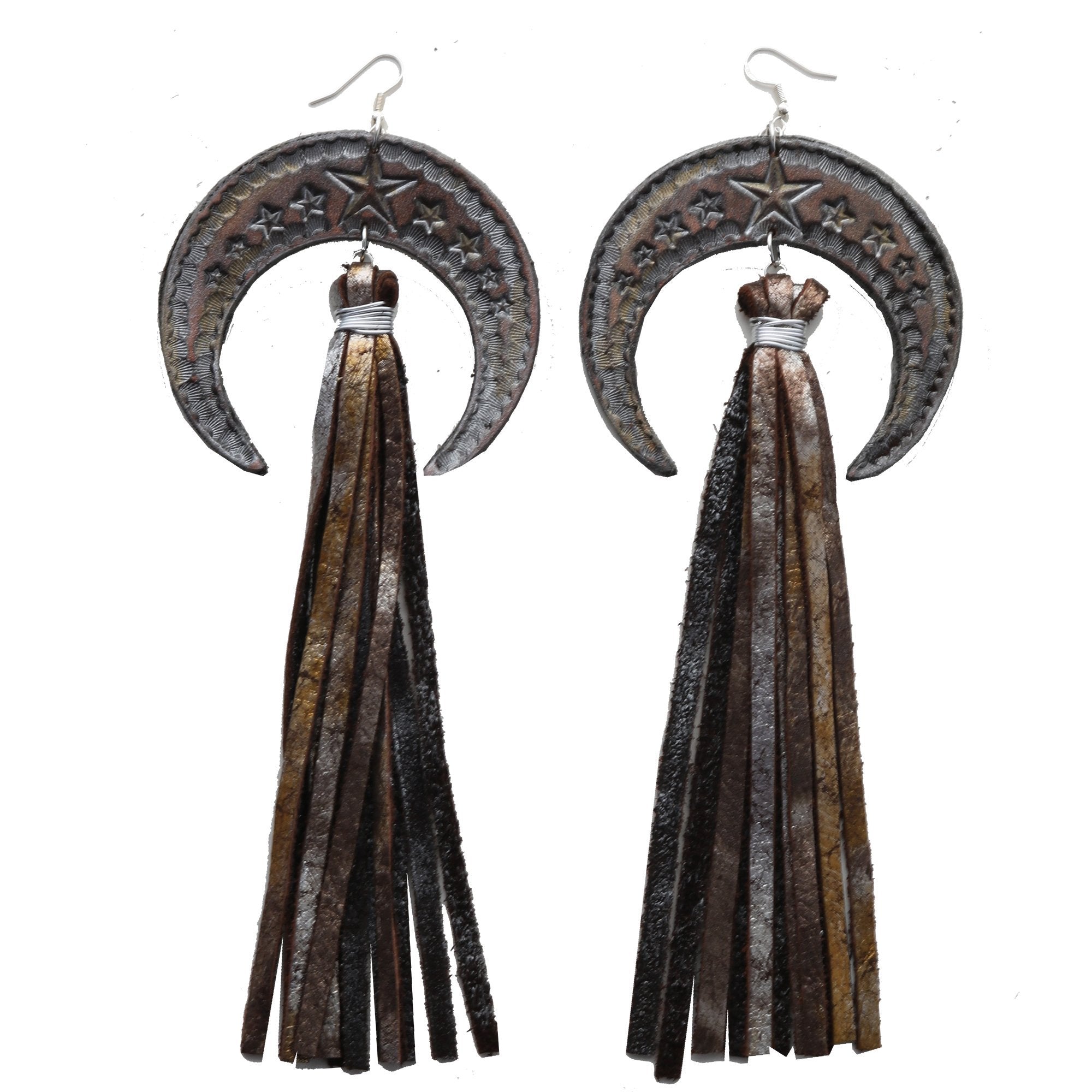 VE78 - Vestige Crescent Moon Leather Earrings - Double J Saddlery