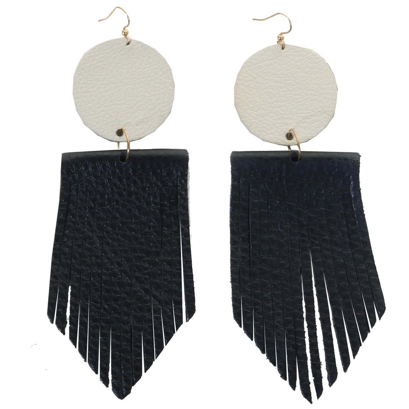 VE85 - Vestige Cream and Black V Fringe Earrings - Double J Saddlery