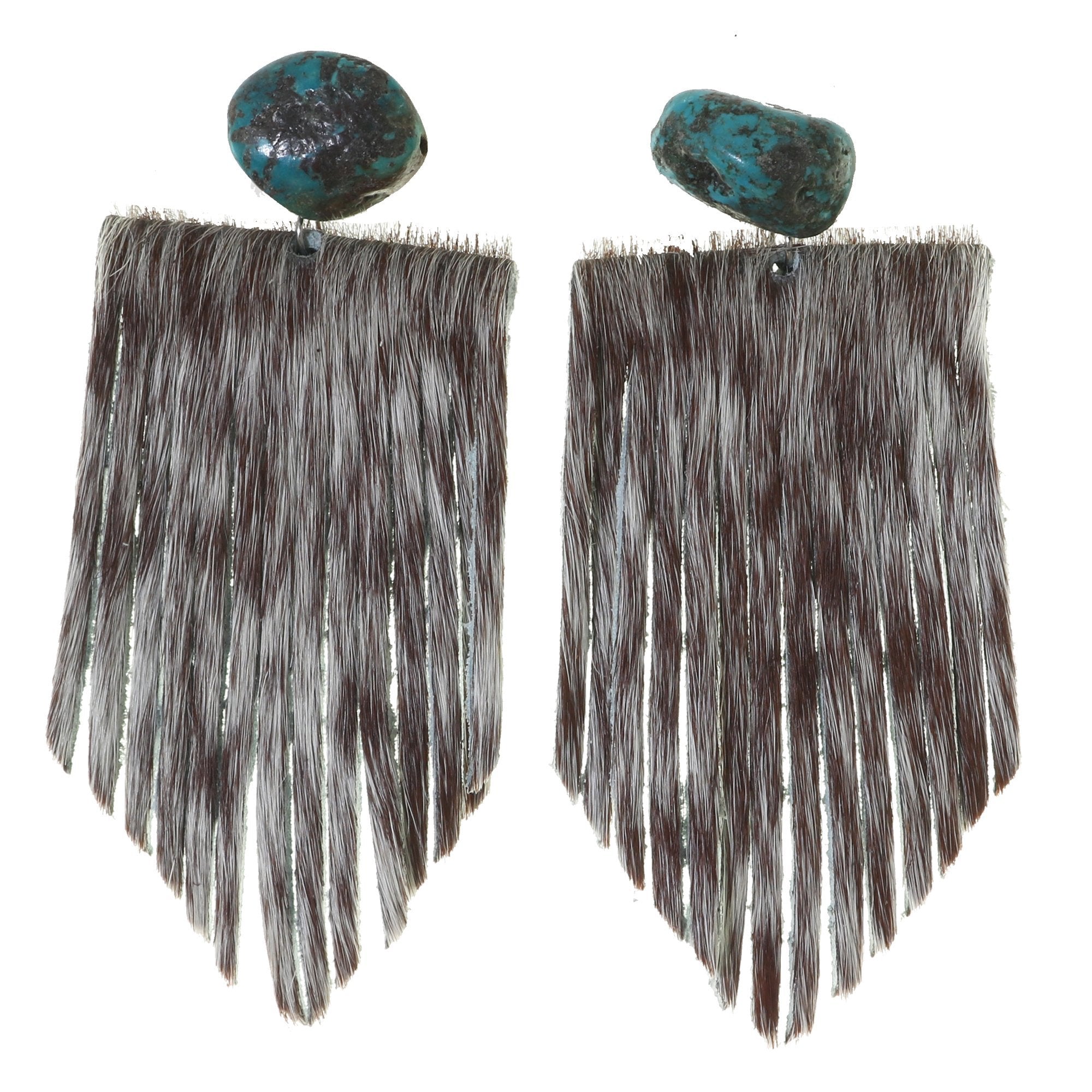 VE88 - Vestige Cowhide and Turquoise Nugget Earrings - Double J Saddlery